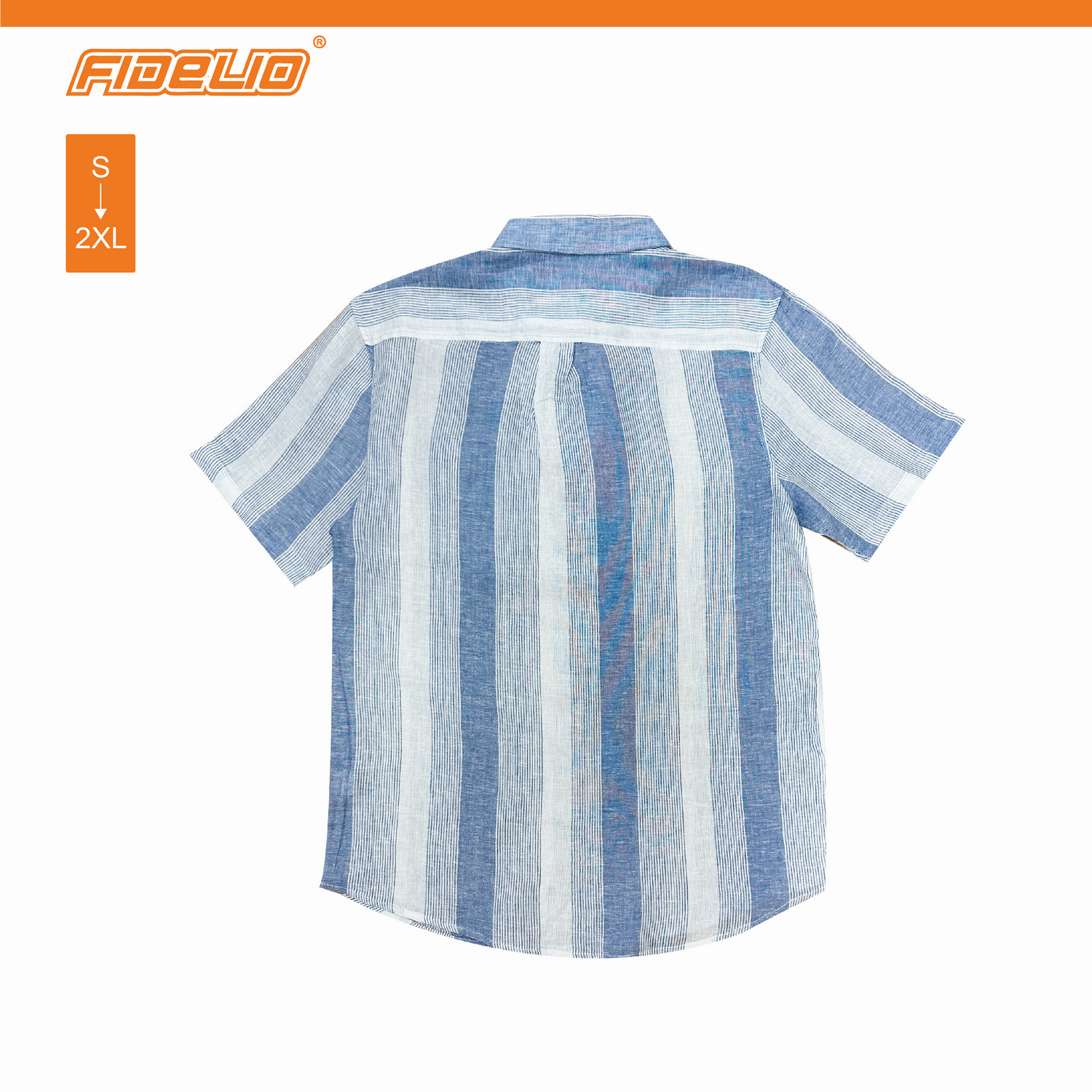 Fidelio Stripe Linen Short Sleeve Shirt - Blue Grey/White