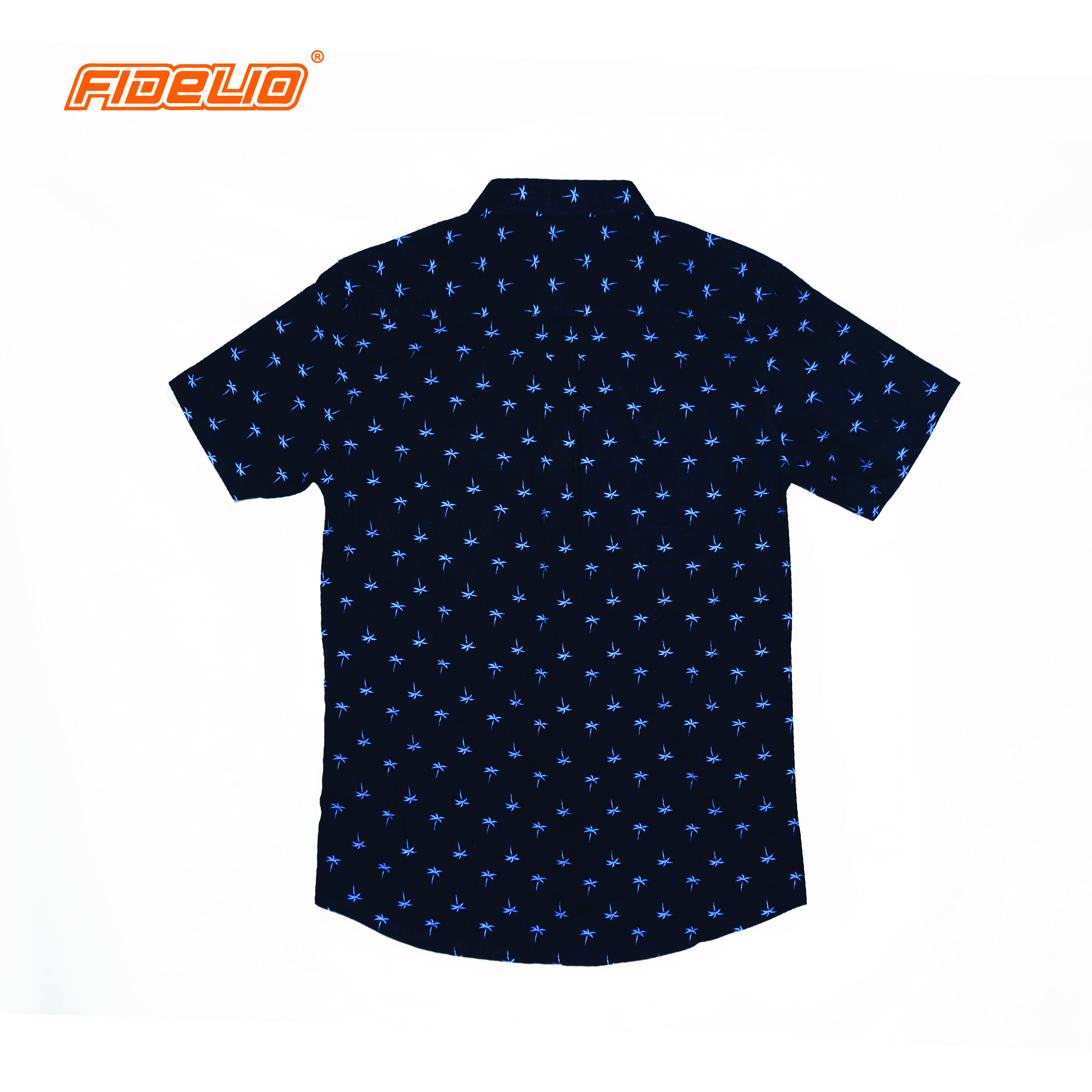 FIDELIO Micro-Printed Short Sleeve Shirt -Dark Blue