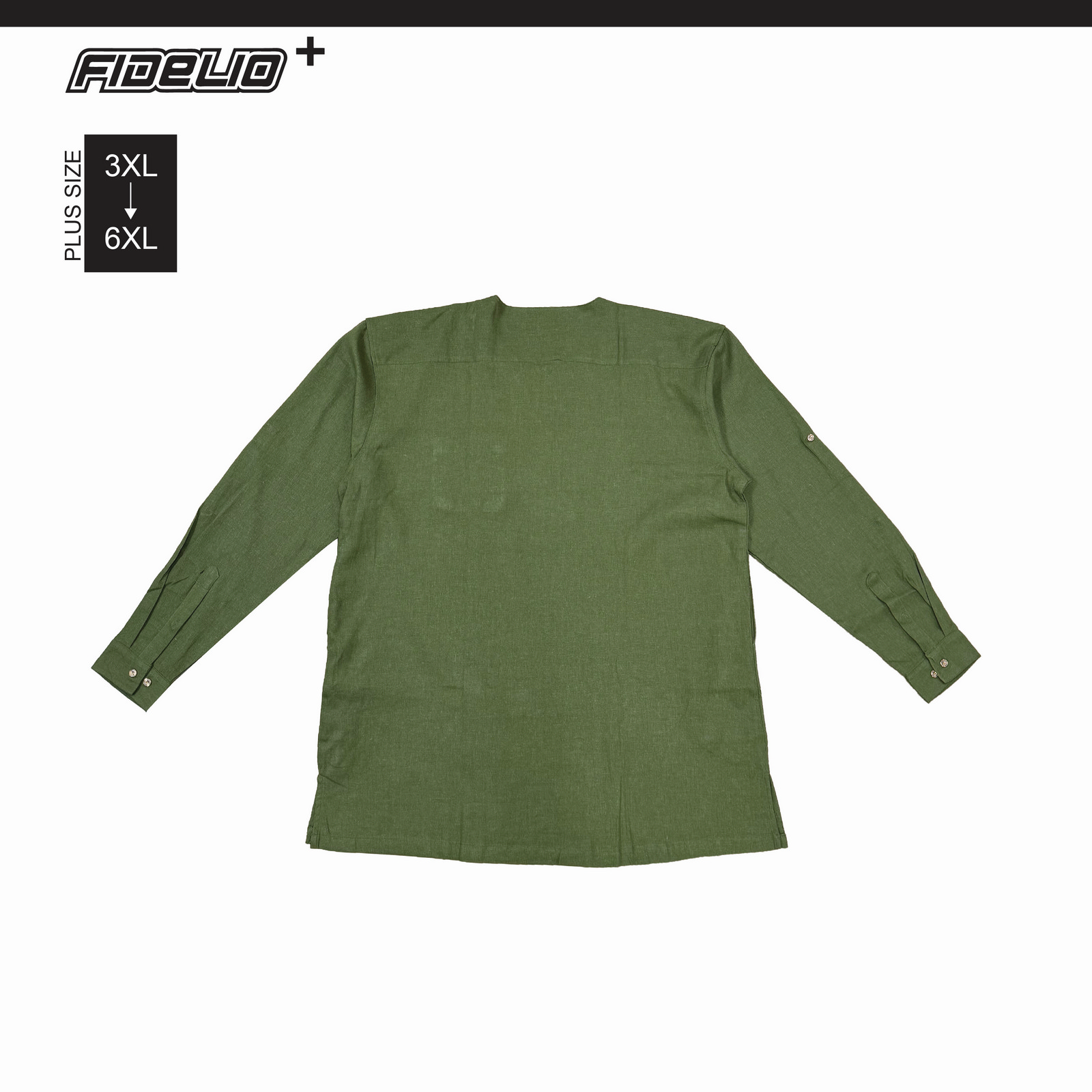 JASPAR Plus Size Dobby Linen Kurta Tops -Olive