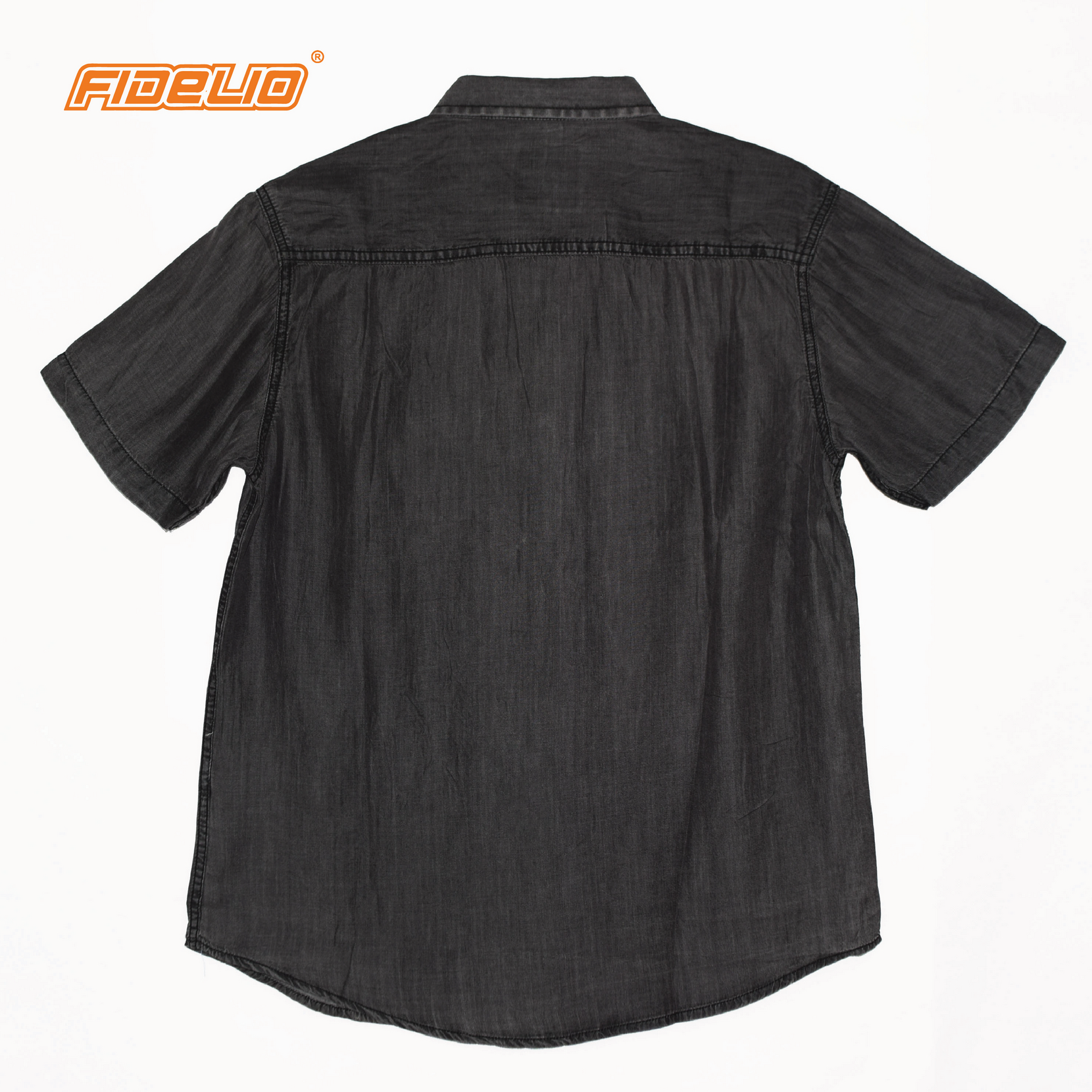 FIDELIO Washed Denim Short Sleeves Shirts -Grey