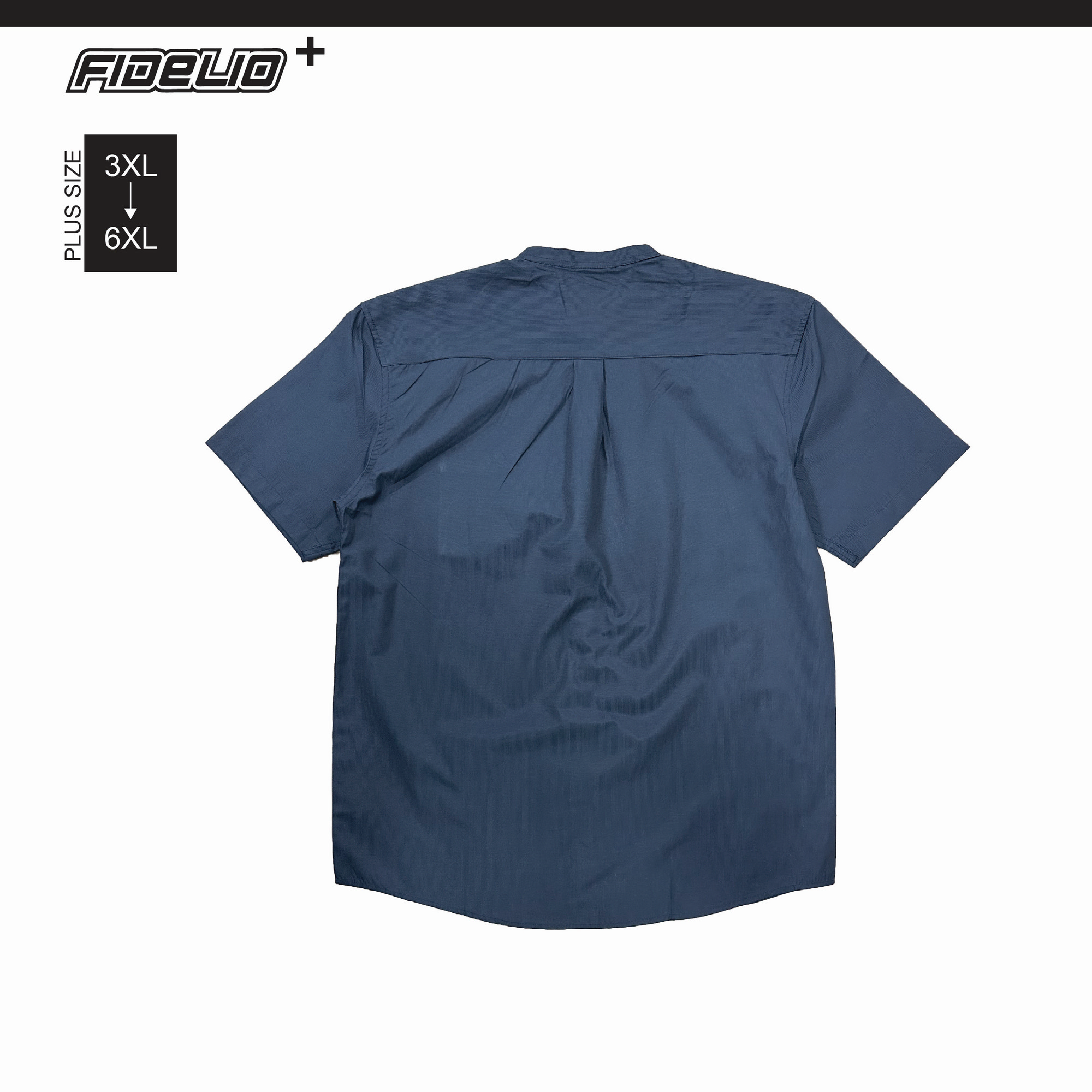 Fidelio Plus Size Mandarin Collar Shirts -Black