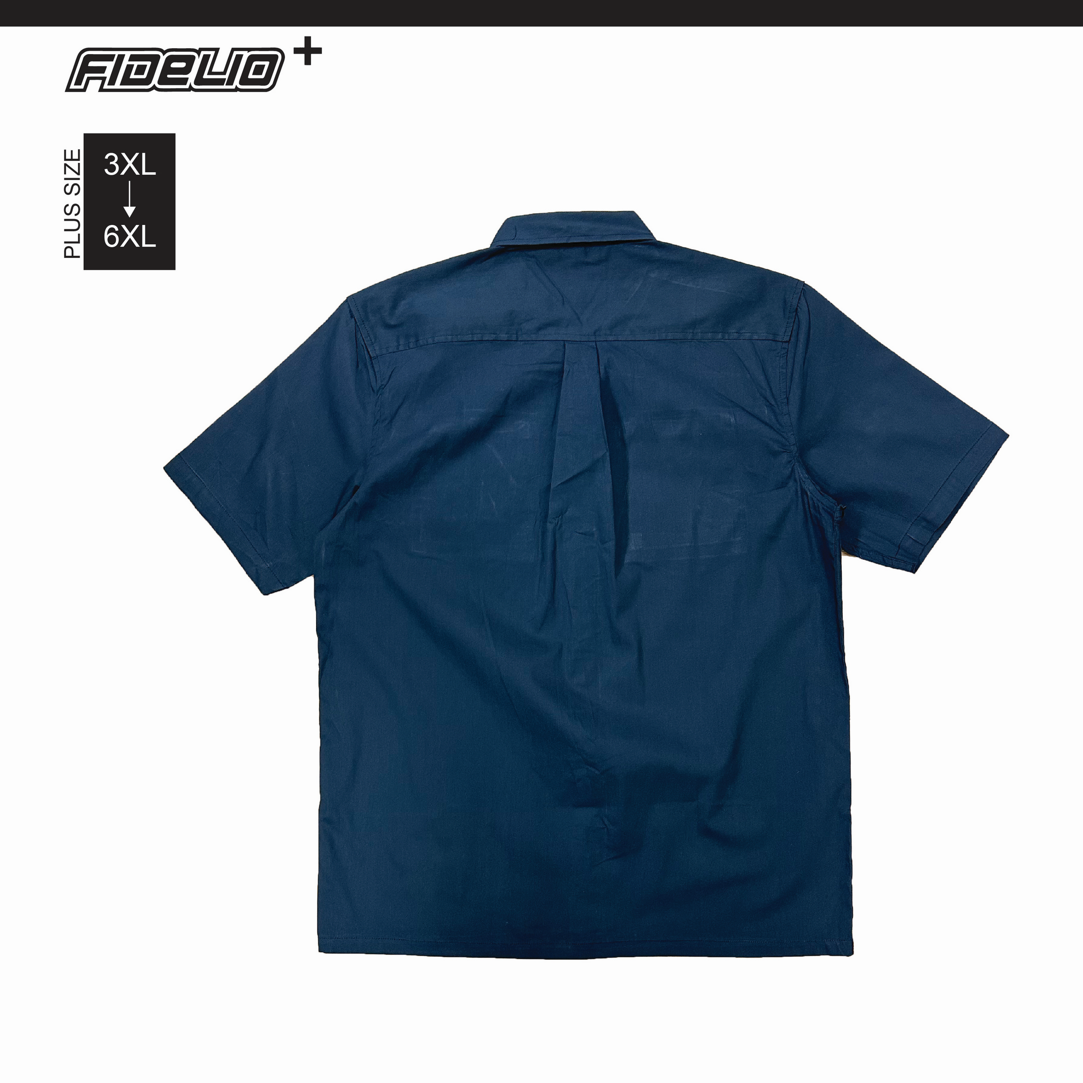 Fidelio Plus Size Dual-Pocketed Short Sleeve Shirts -Navy