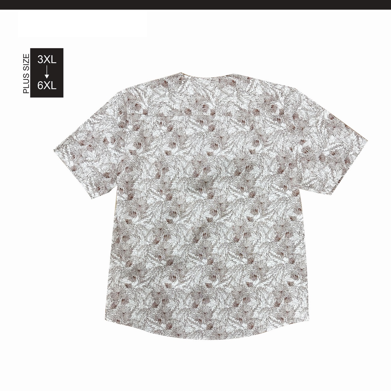 Fidelio Plus Size Tropical Breeze Microprinted Shirts -White/Brown