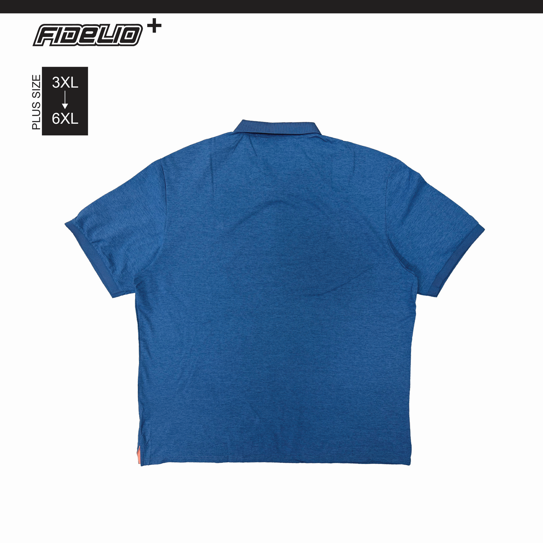 Fidelio Plus Size Textured Polo Tees - Blue