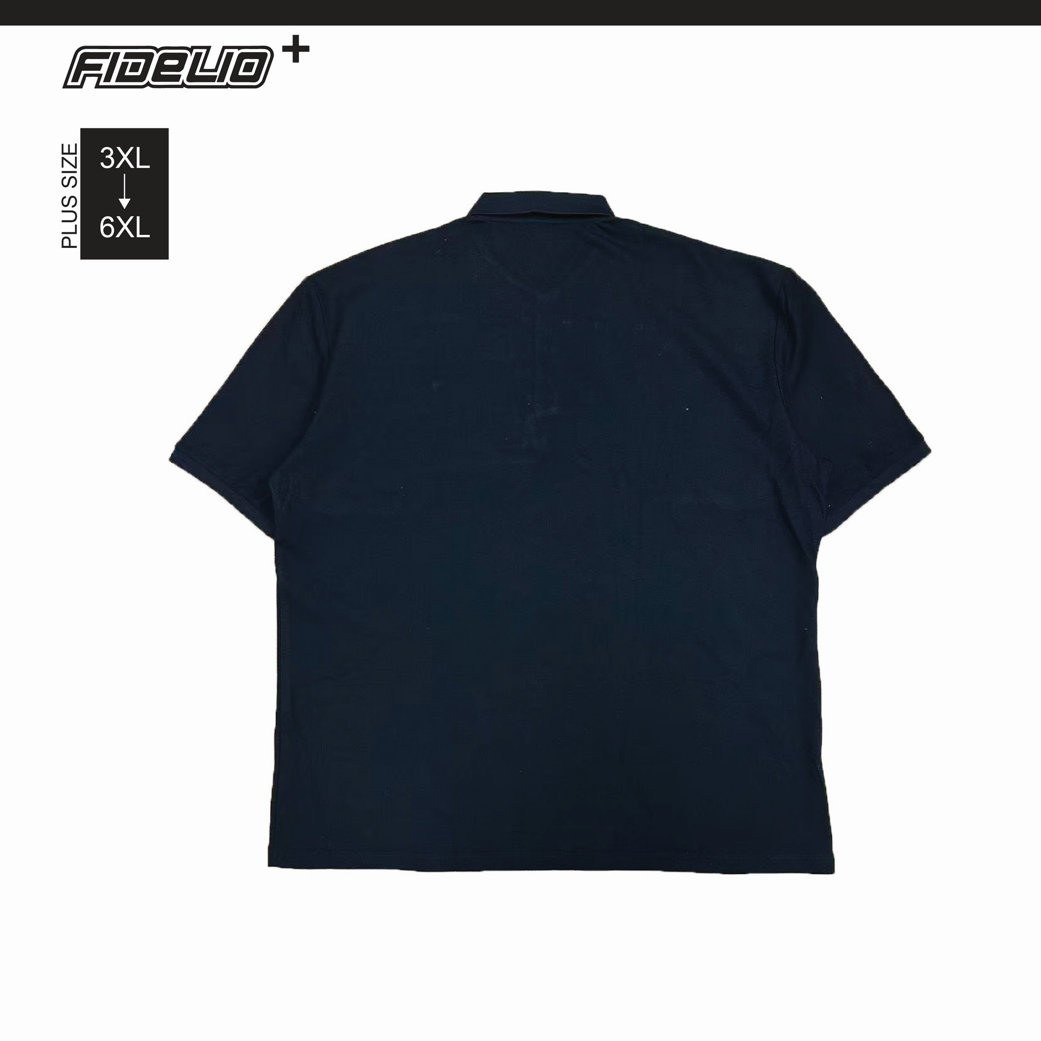 FDL Plus Size BasicEmbroidery Polo Tees -Black