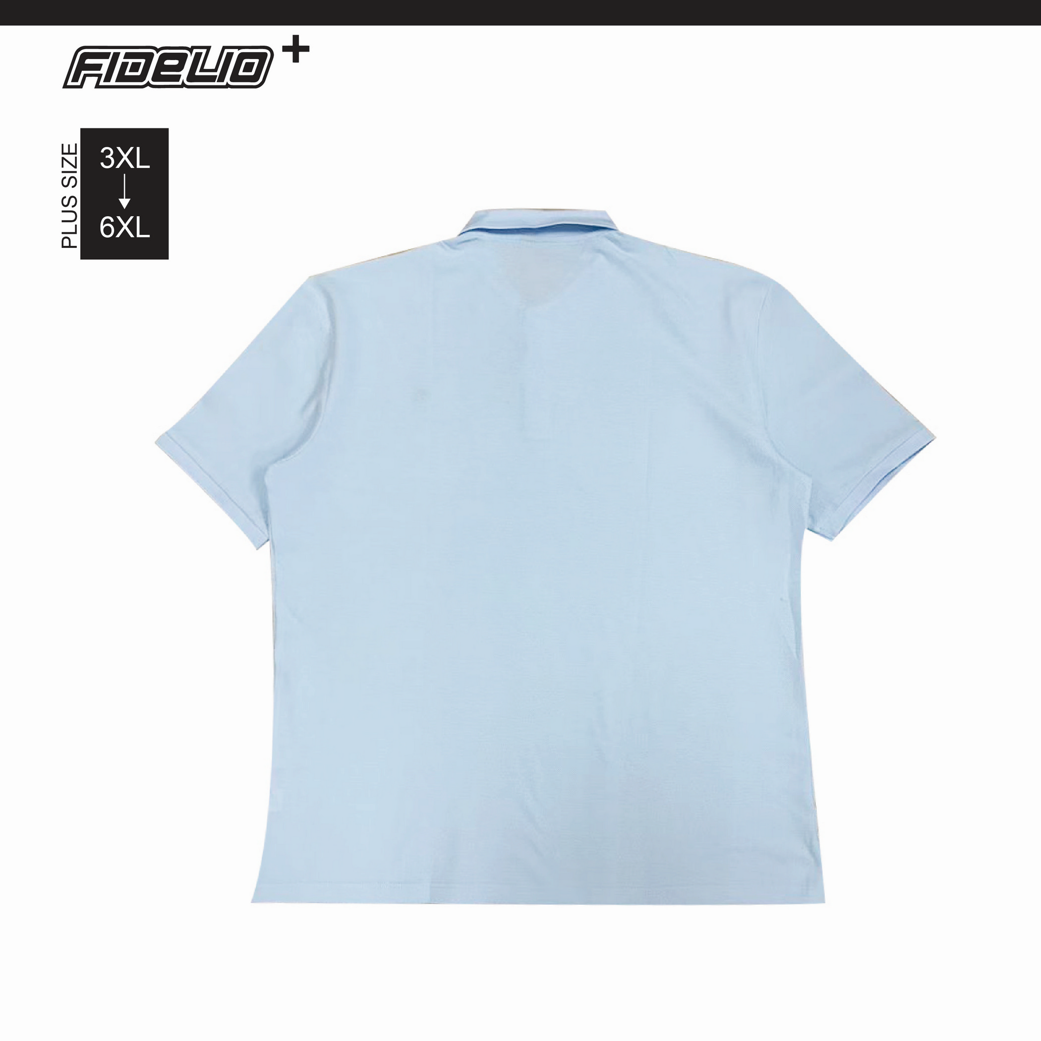 FDL Plus Size Basic Embroidery Polo Tees -Pastel Blue