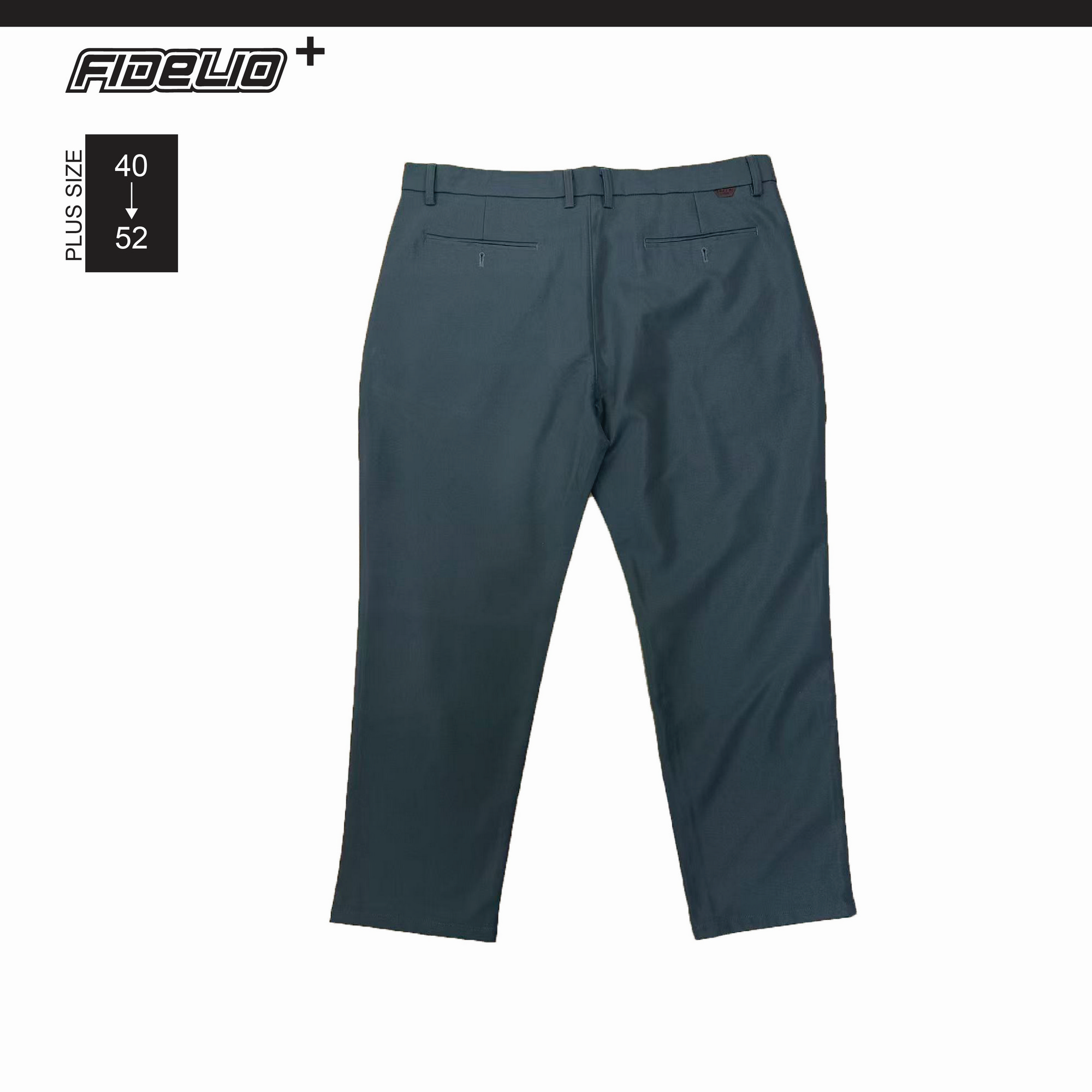 Fidelio Plus Size Twill Chno Pants -Dark Grey