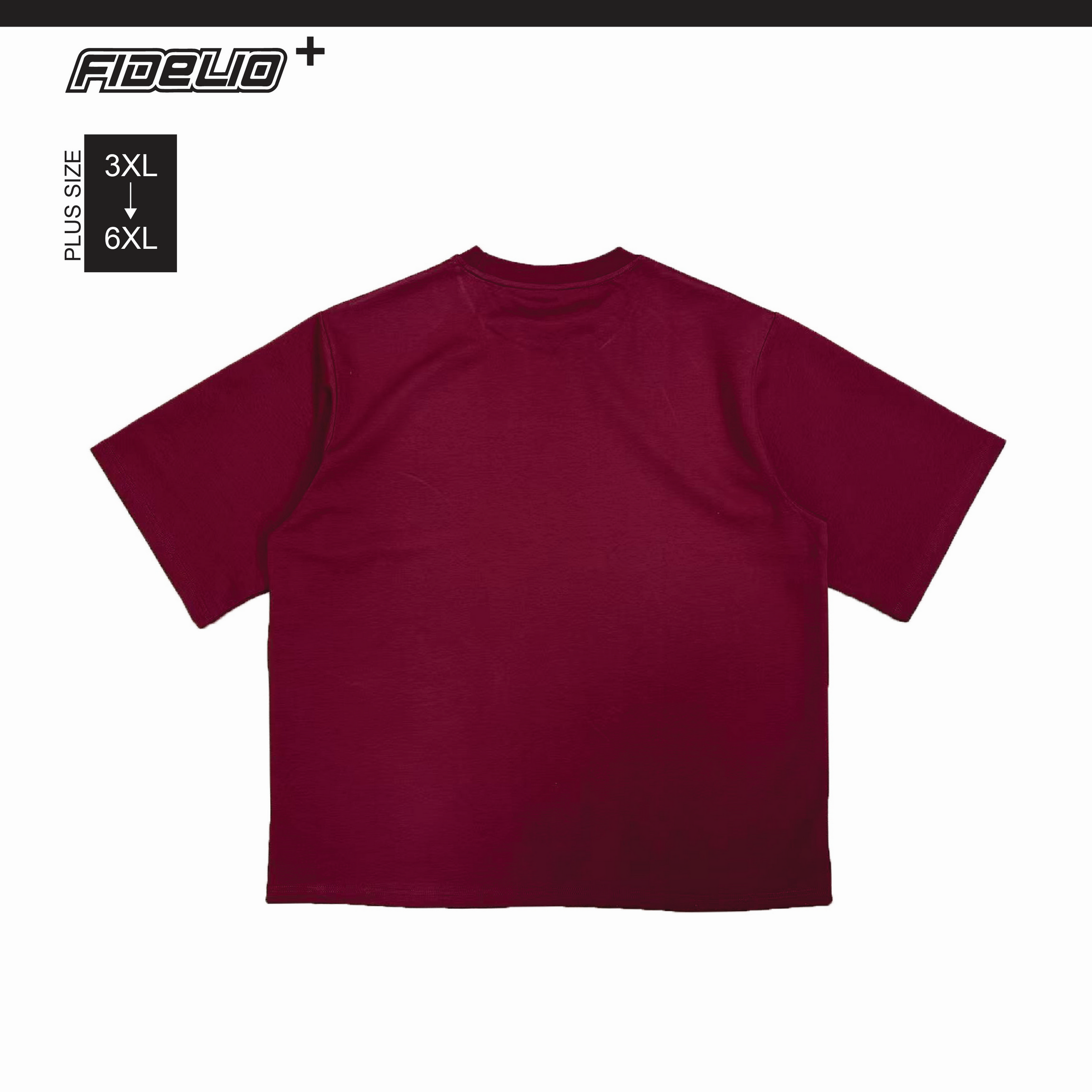 Fidelio Plus Size Basic Oversized Tees -Maroon