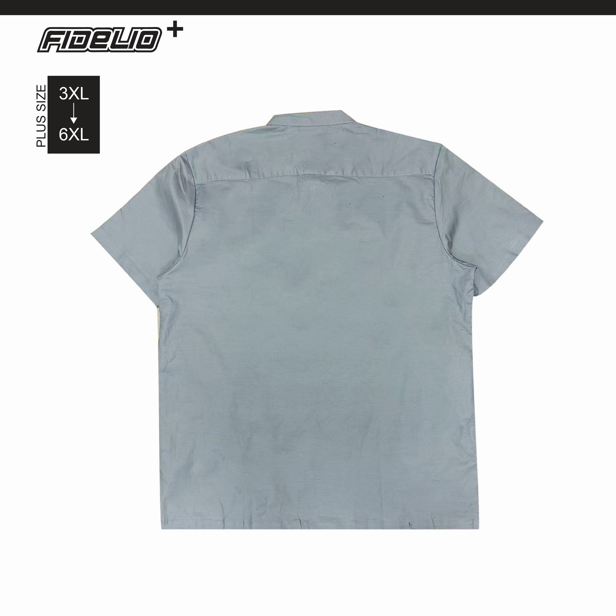 Fidelio Plus Size Embroidery Mandarin Collar Shirts -Light Grey