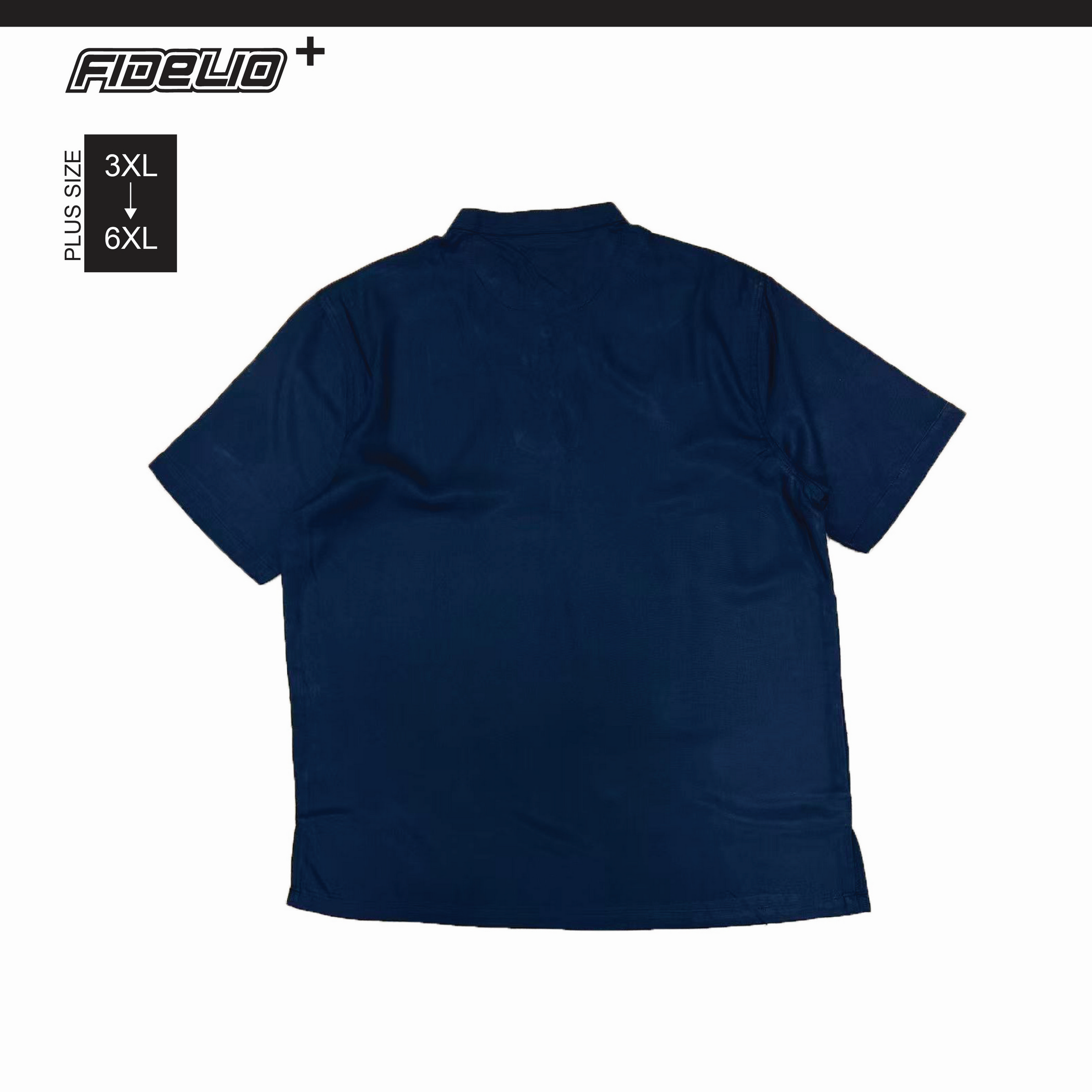 Fidelio Plus Size Classic Mandarin Collar Shirts -Navy