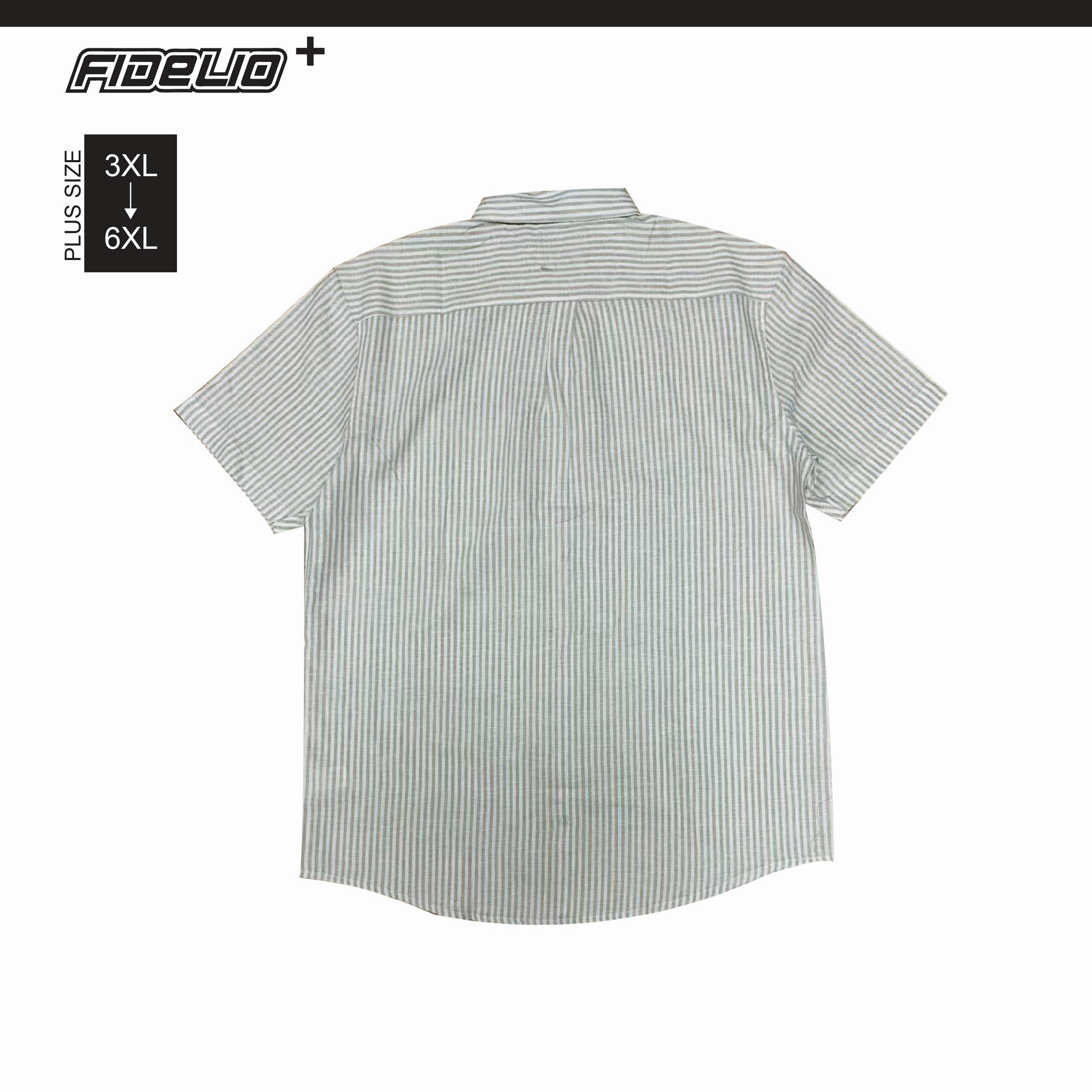 Fidelio Plus Size Vertical Striped Short Sleeve Shirts -Beige/White