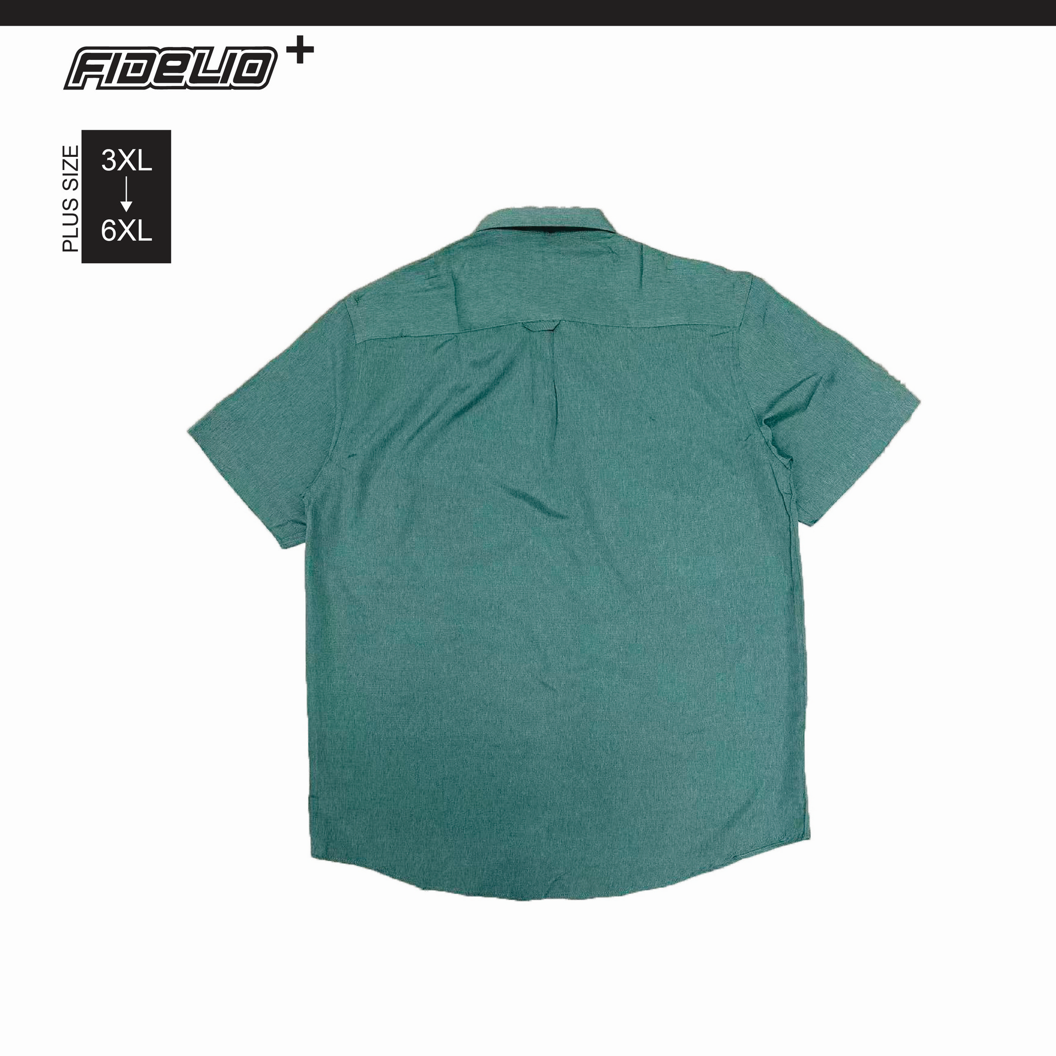 Fidelio Plus Size Smart Oxford Short Sleeve Shirts -Green