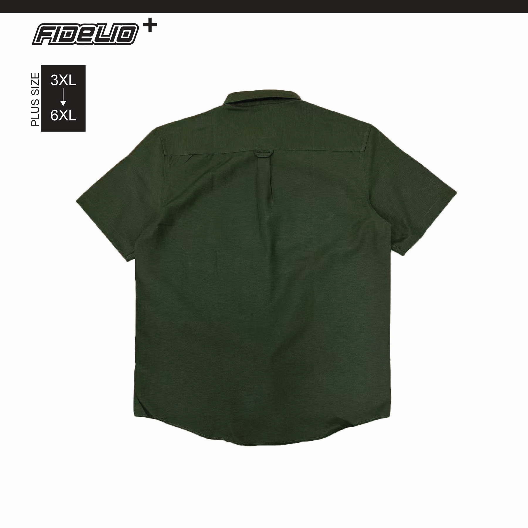 FDL Plus Size Easy Iron Business Short Sleeve Shirts -Army Green