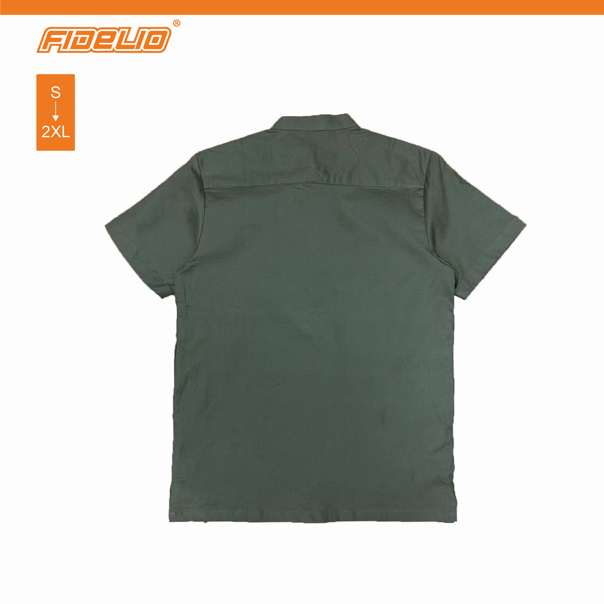 Fidelio Embroidery Mandarin Collar Shirts -Dusty Green