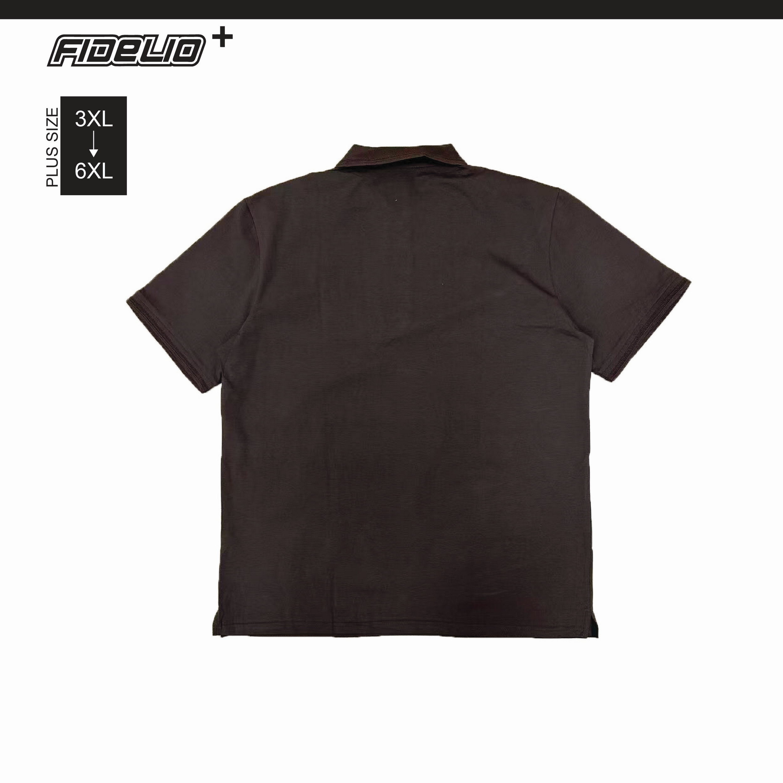 FDL Plus Size Embroidery Polo Tees -Brown