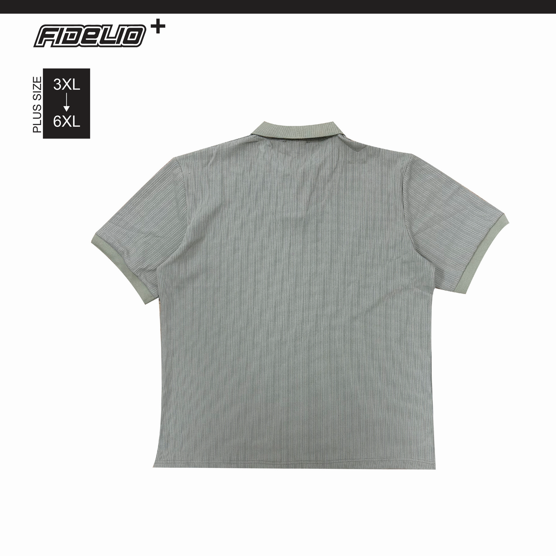 Fidelio Plus Size Textured V-Neck Polo Tees -Olive
