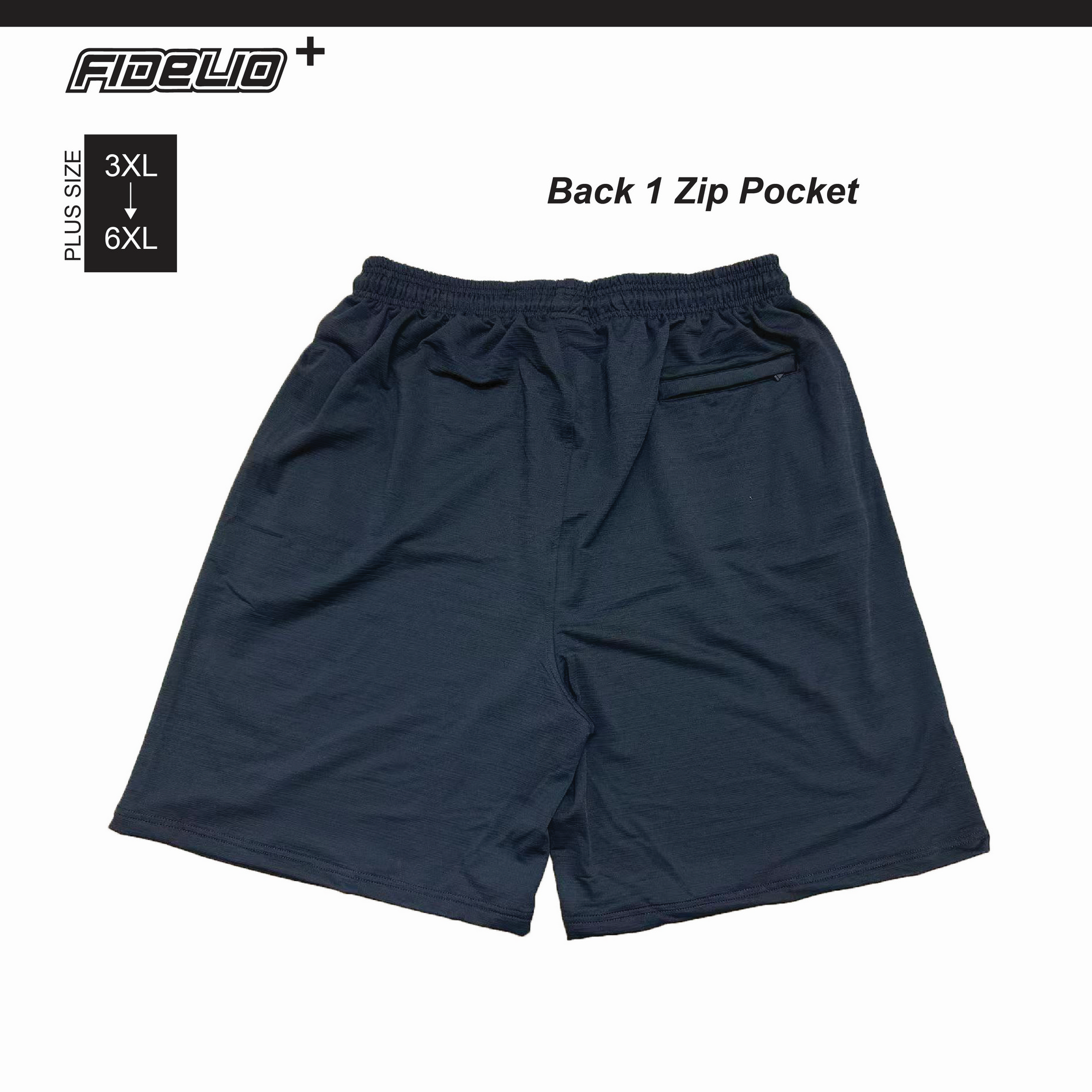 FIT IN Plus Size Zipper Active Shorts -Black