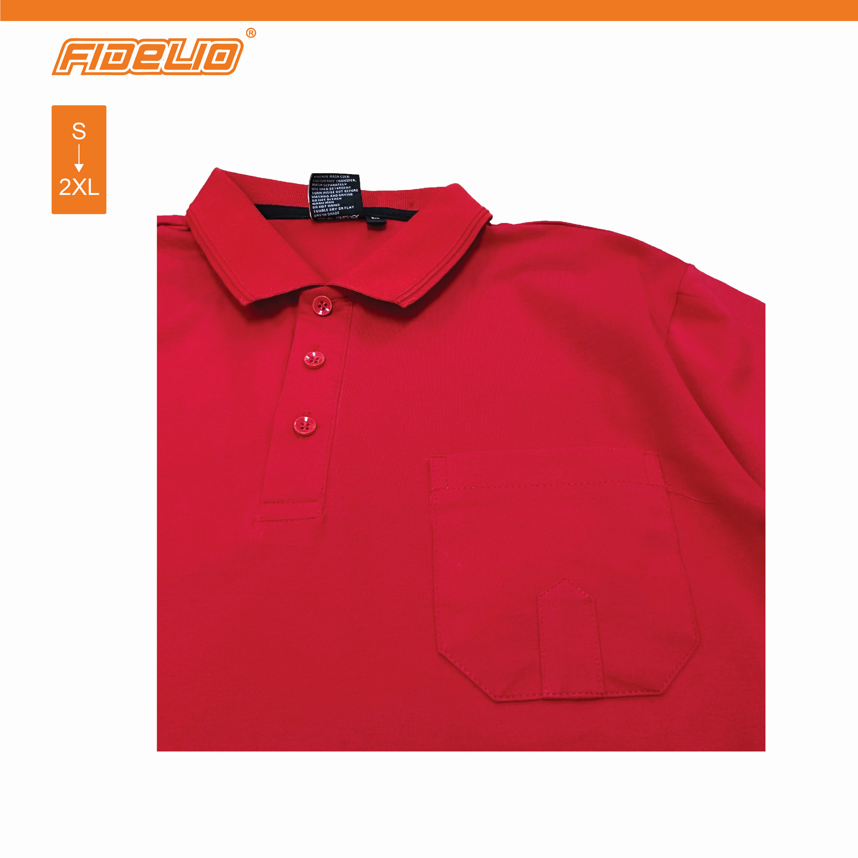 FDL Sleek Pocket Polo Tees -Red
