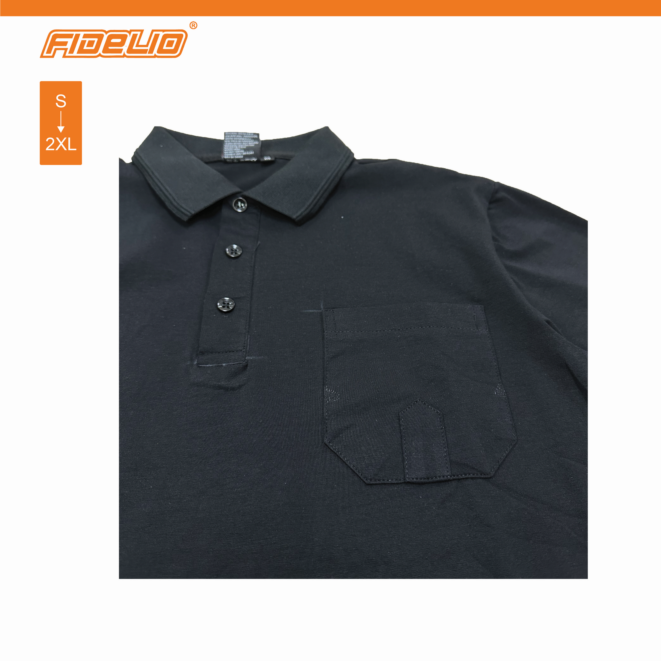 FDL Sleek Pocket Polo Tees -Black