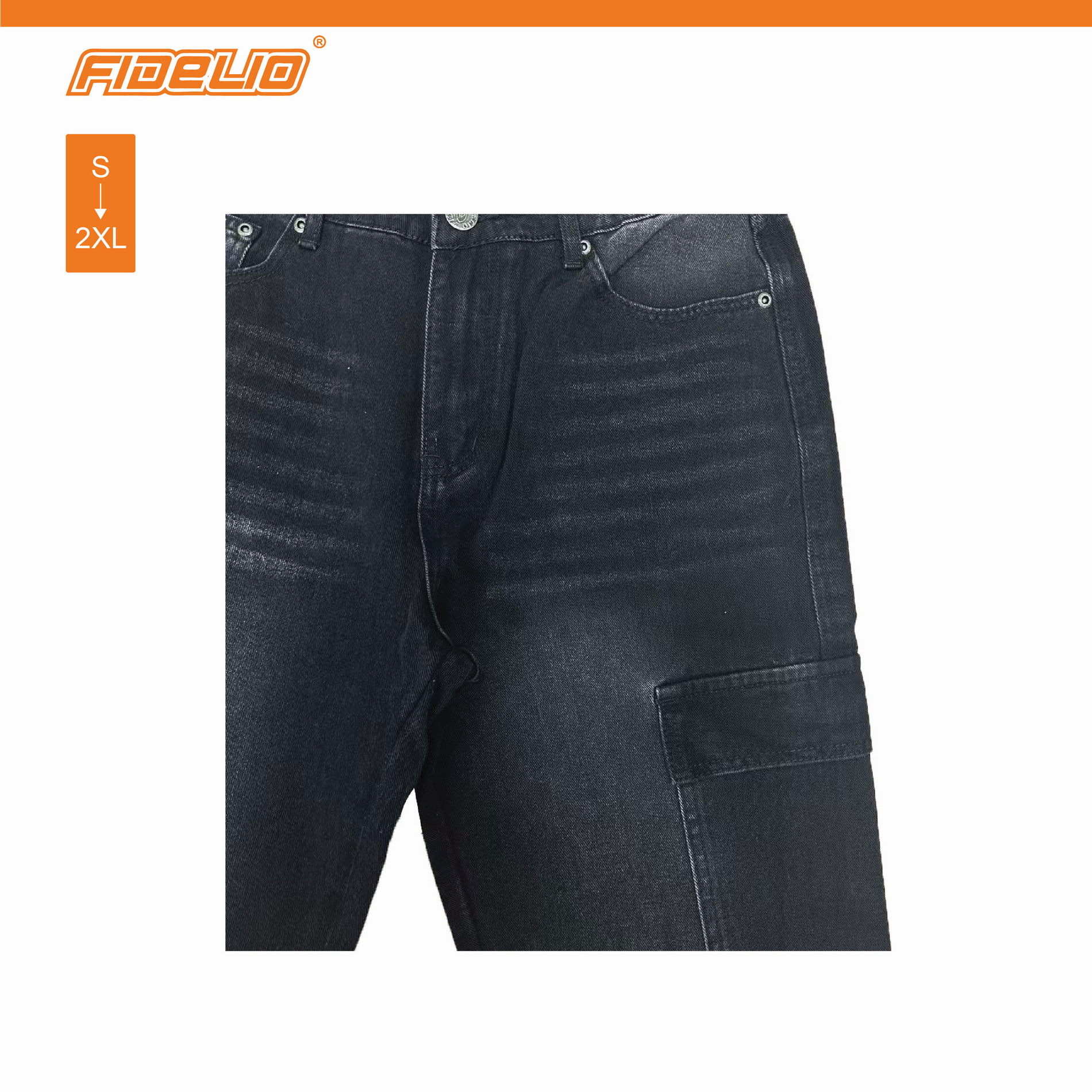Fidelio Cargo Baggy Jeans -Black