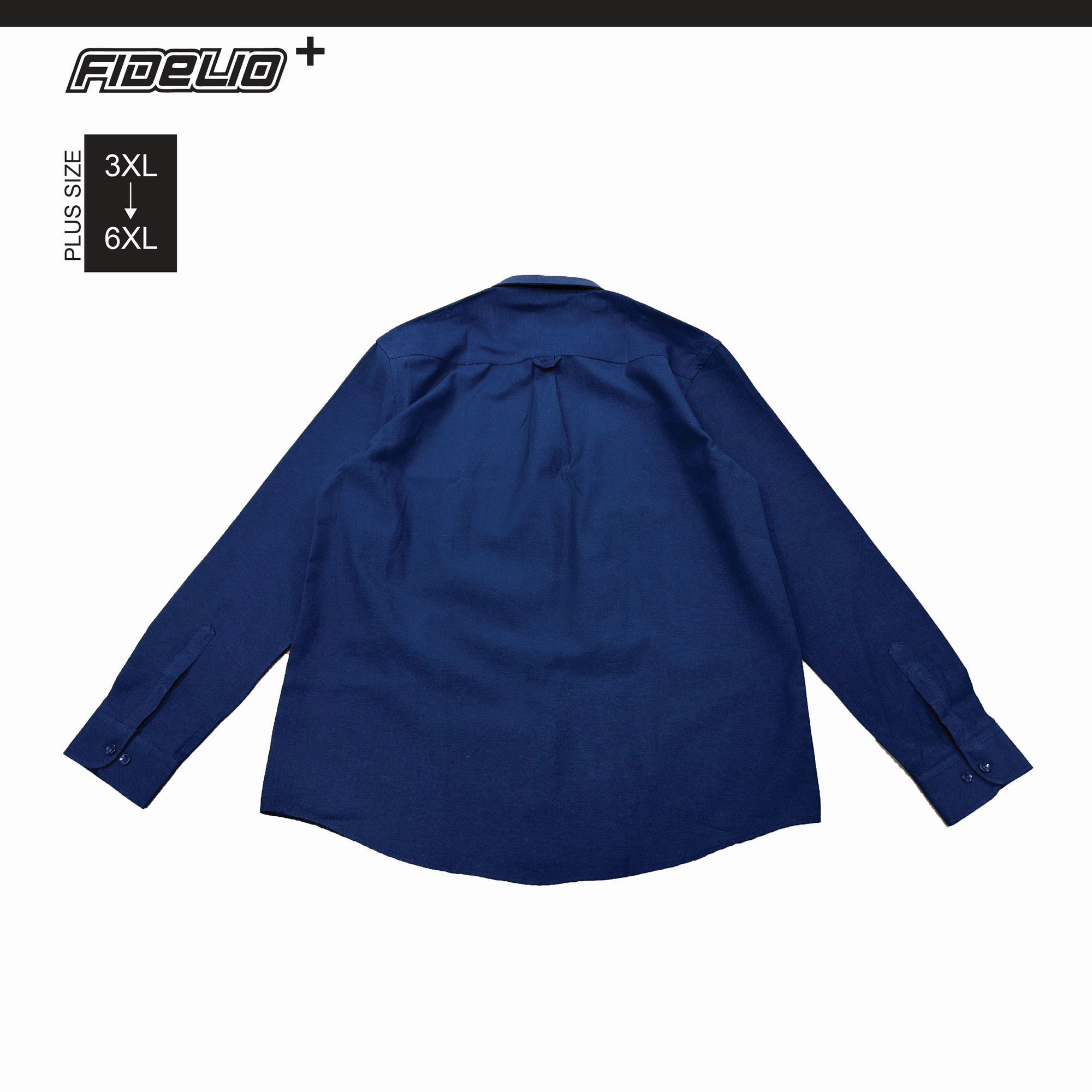 FDL Plus Size Oxford Long Sleeve Shirts -Navy