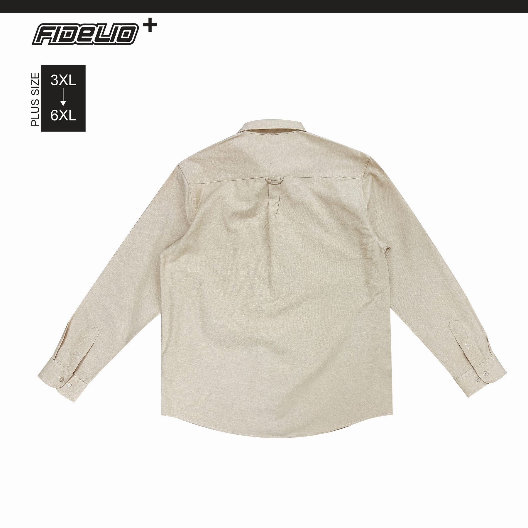 FDL Plus Size Oxford Long Sleece Shirts -Light Khaki