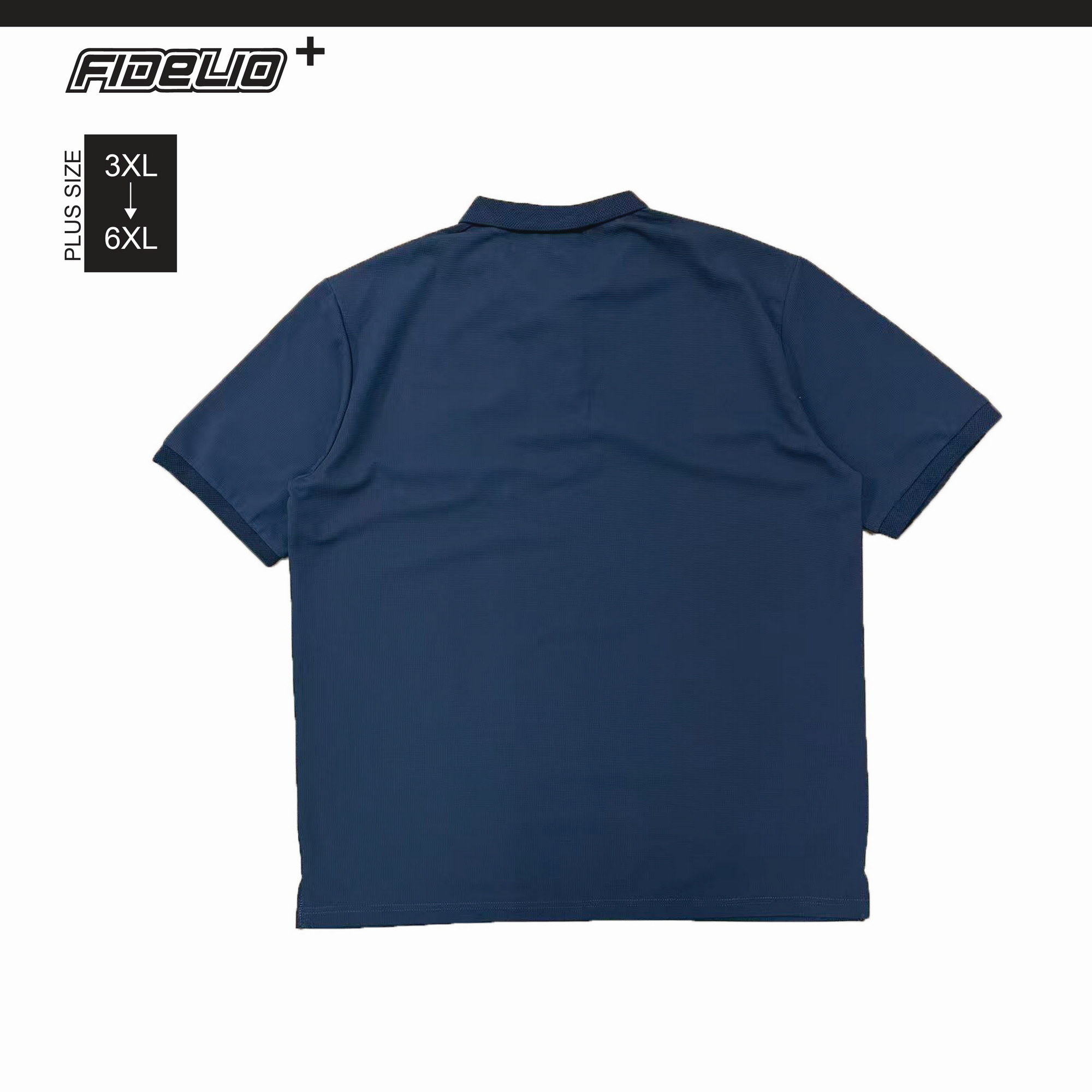 Fidelio Plus Size Dobby Polo Tees -Navy