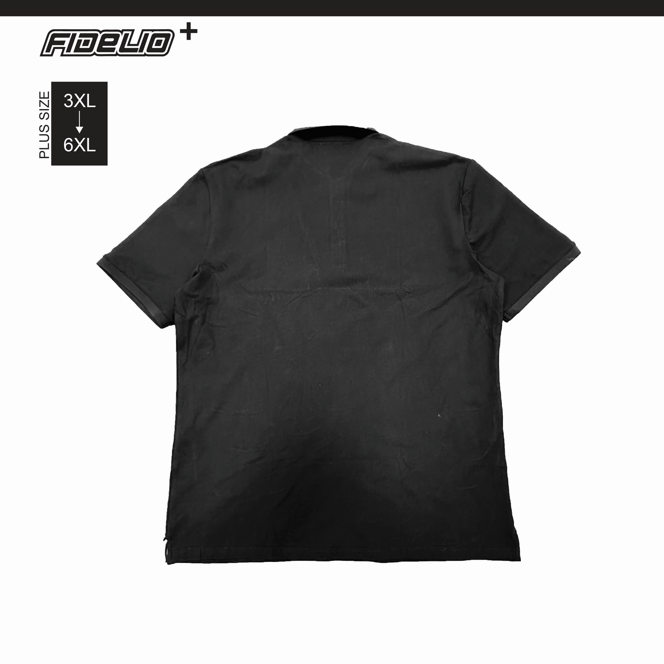 FDL Plus Size Special Placket Polo Tees -Black