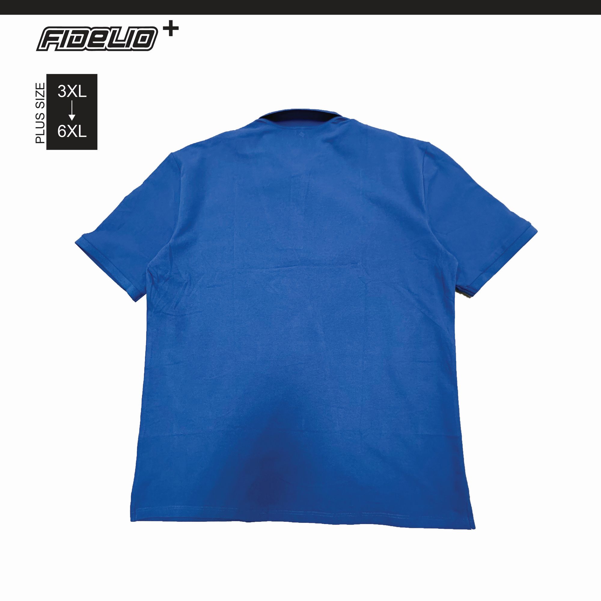 FDL Plus Size Special Placket Polo Tees -Blue