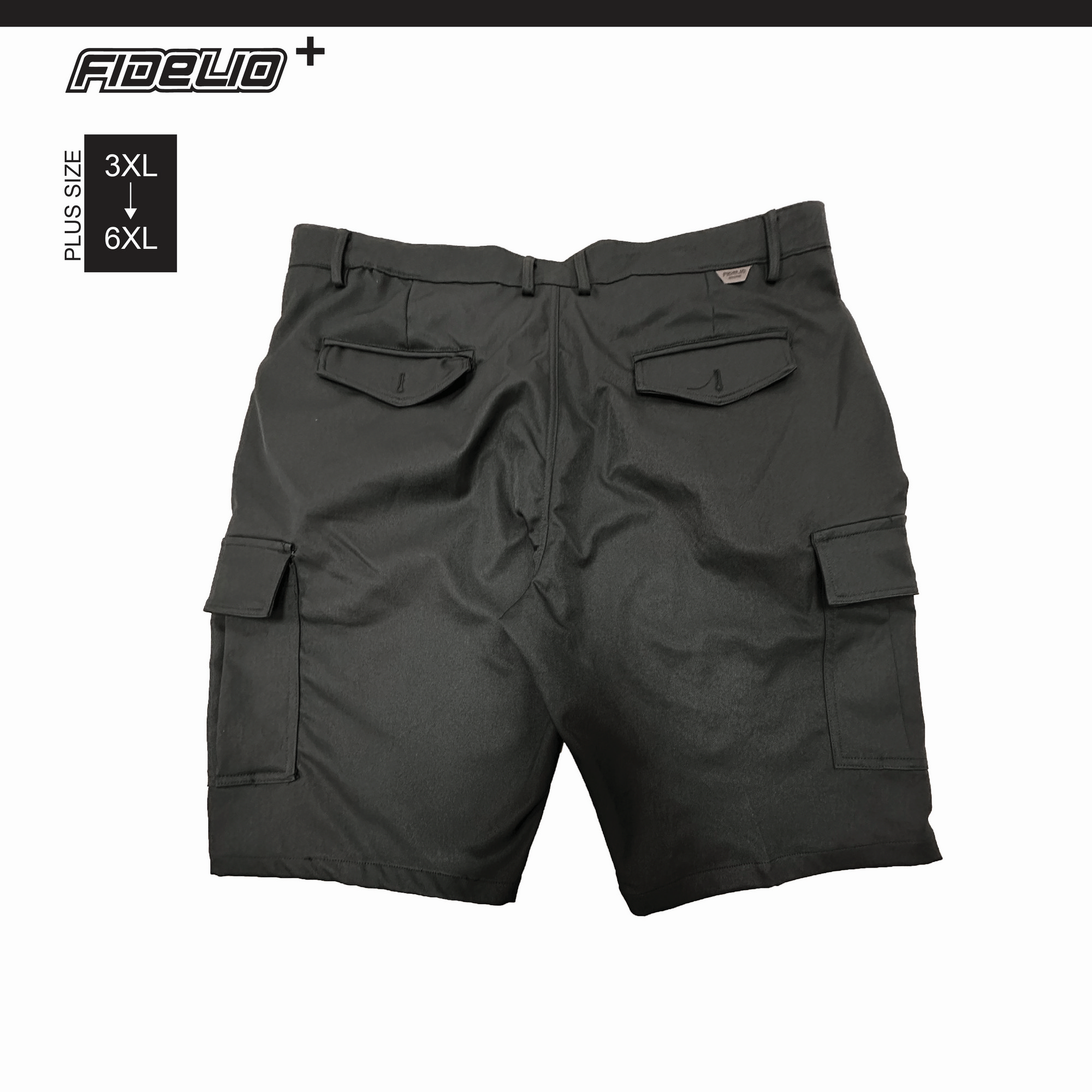 Fidelio Plus Size Utility Cargo Shorts -Black