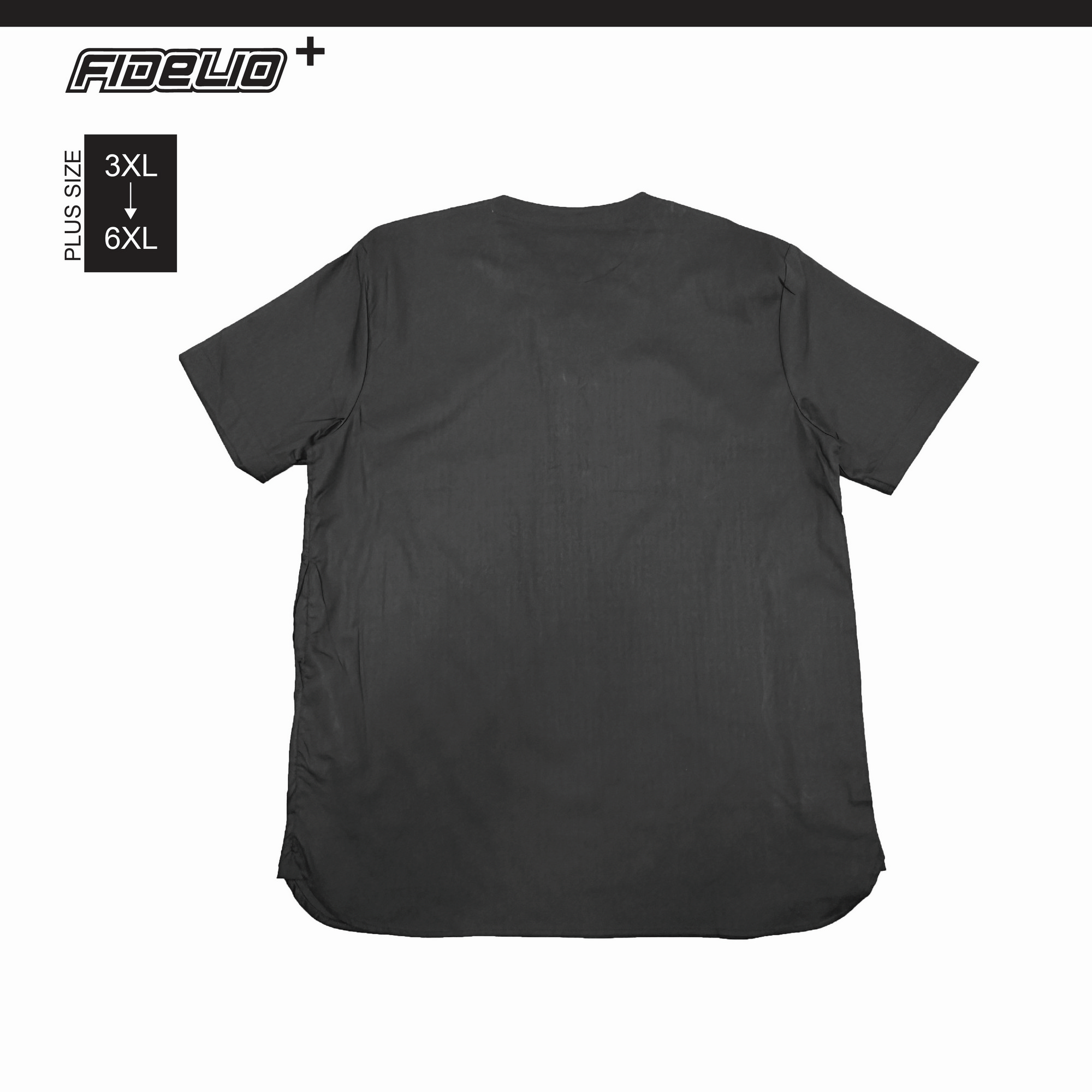 Fidelio Plus Size Knot Button Samfu -Black