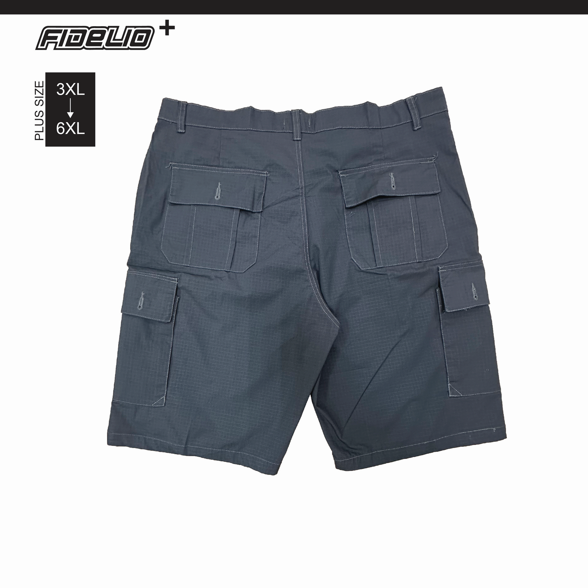 Fidelio Plus Size Relaxed Fit Cargo Shorts -Dark Grey