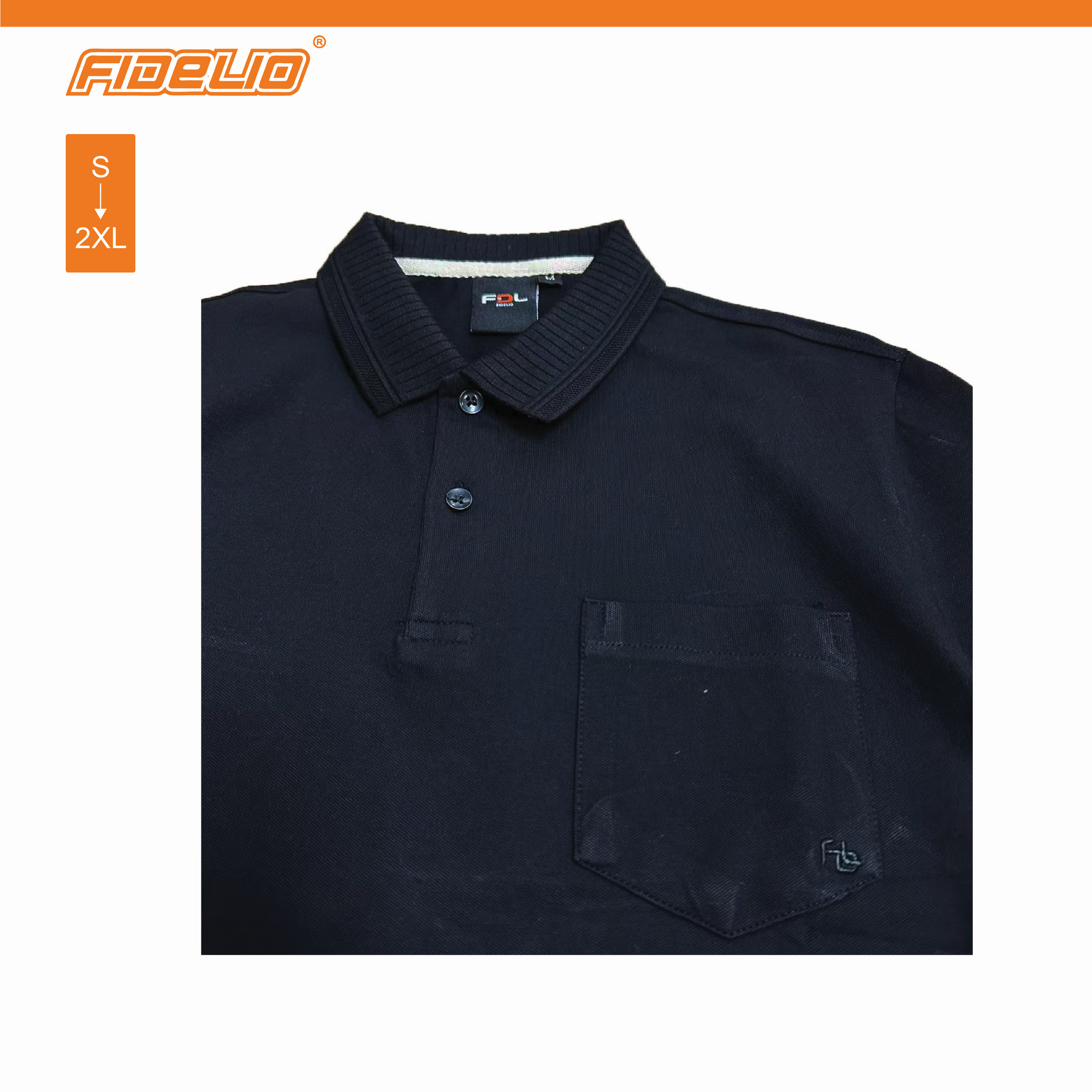 FDL Signature Pocket Polo Tees -Black