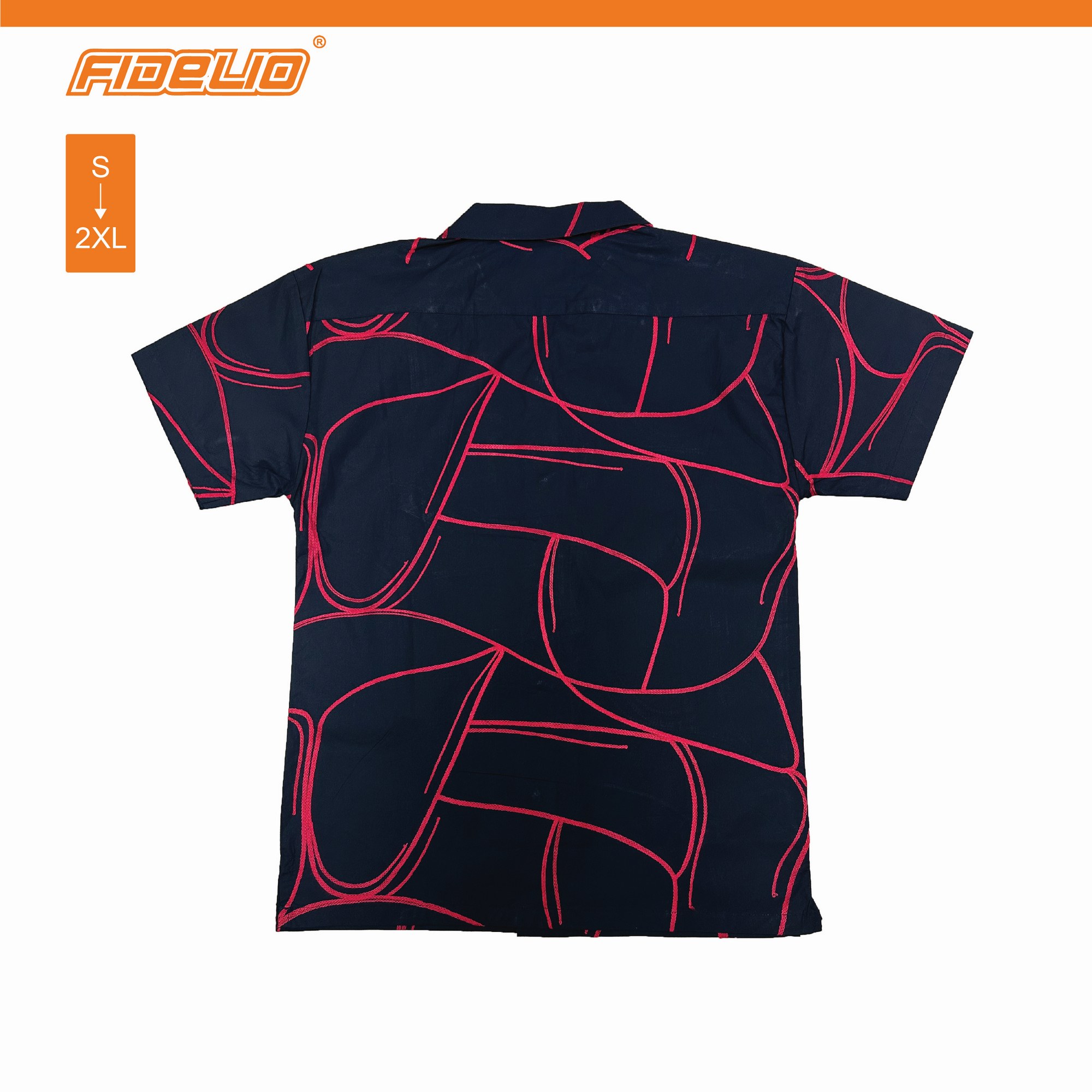 Fidelio Abstract Embroidery Short Sleeve Shirts -Black/Red