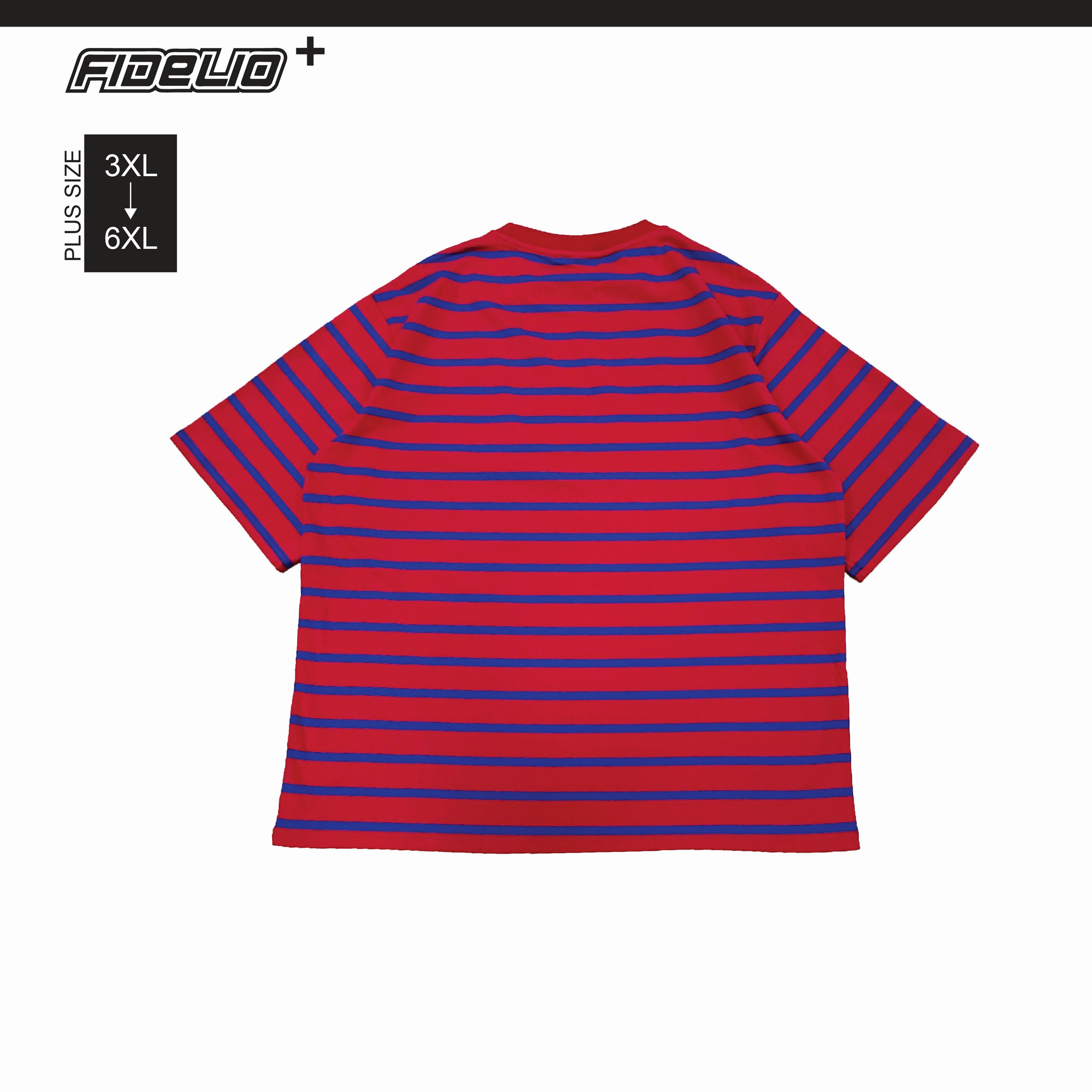 Fidelio Plus Size Relax Stripe Oversize Tees -Red/Blue