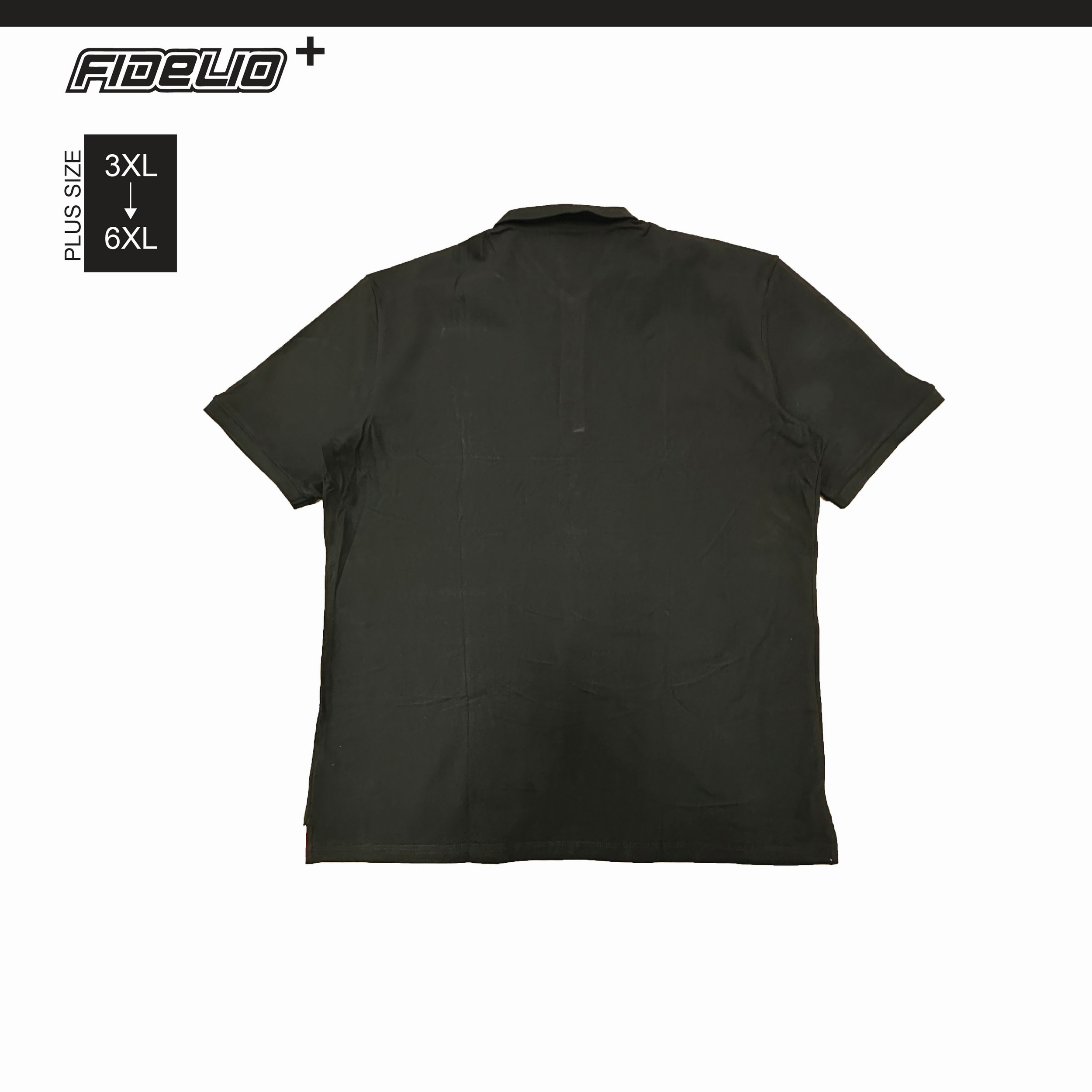 FDL Plus Size Horse Icon Premium Polo Tees -Black