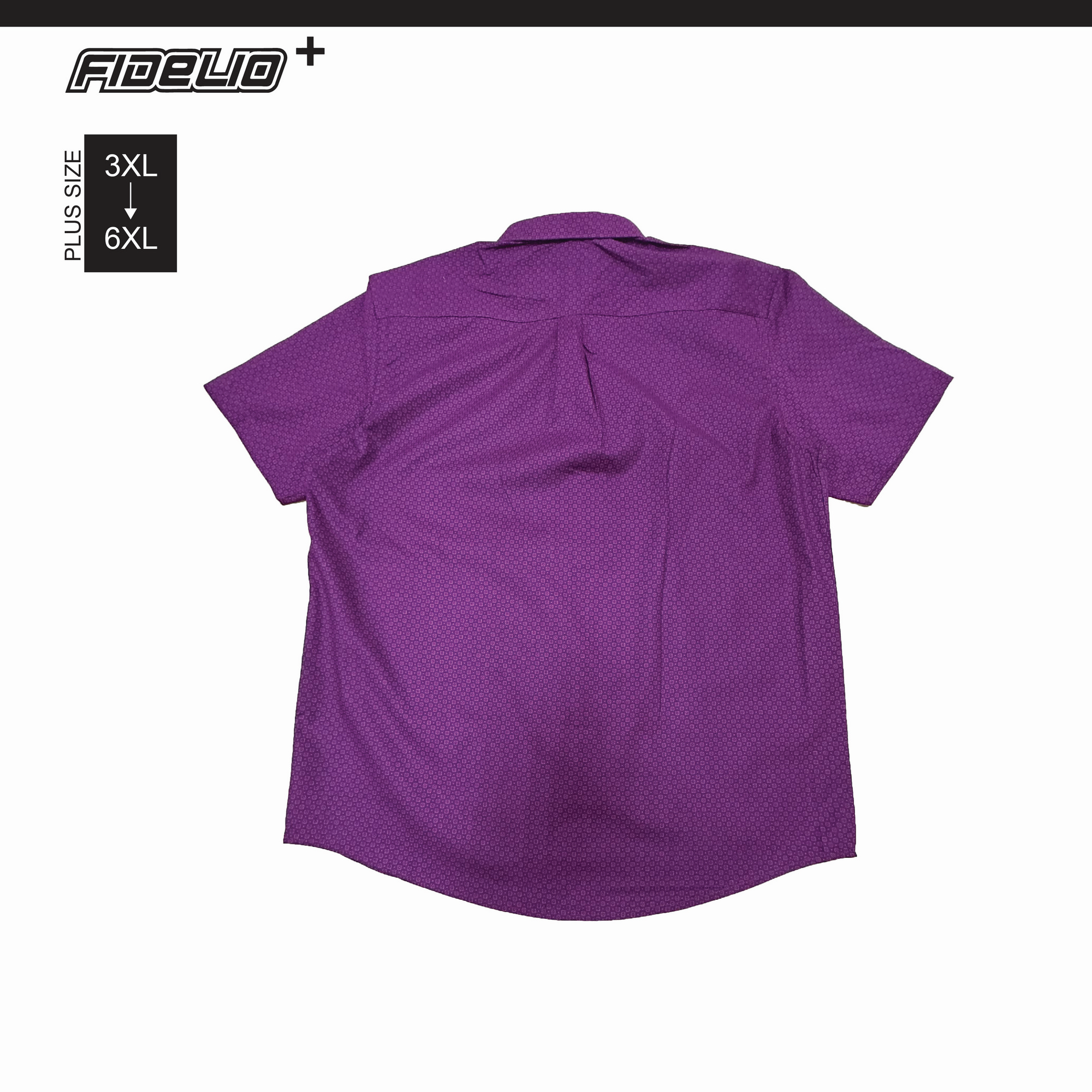 Fidelio Plus Size Microprint Short Sleeve Shirts -Maroon/Purple