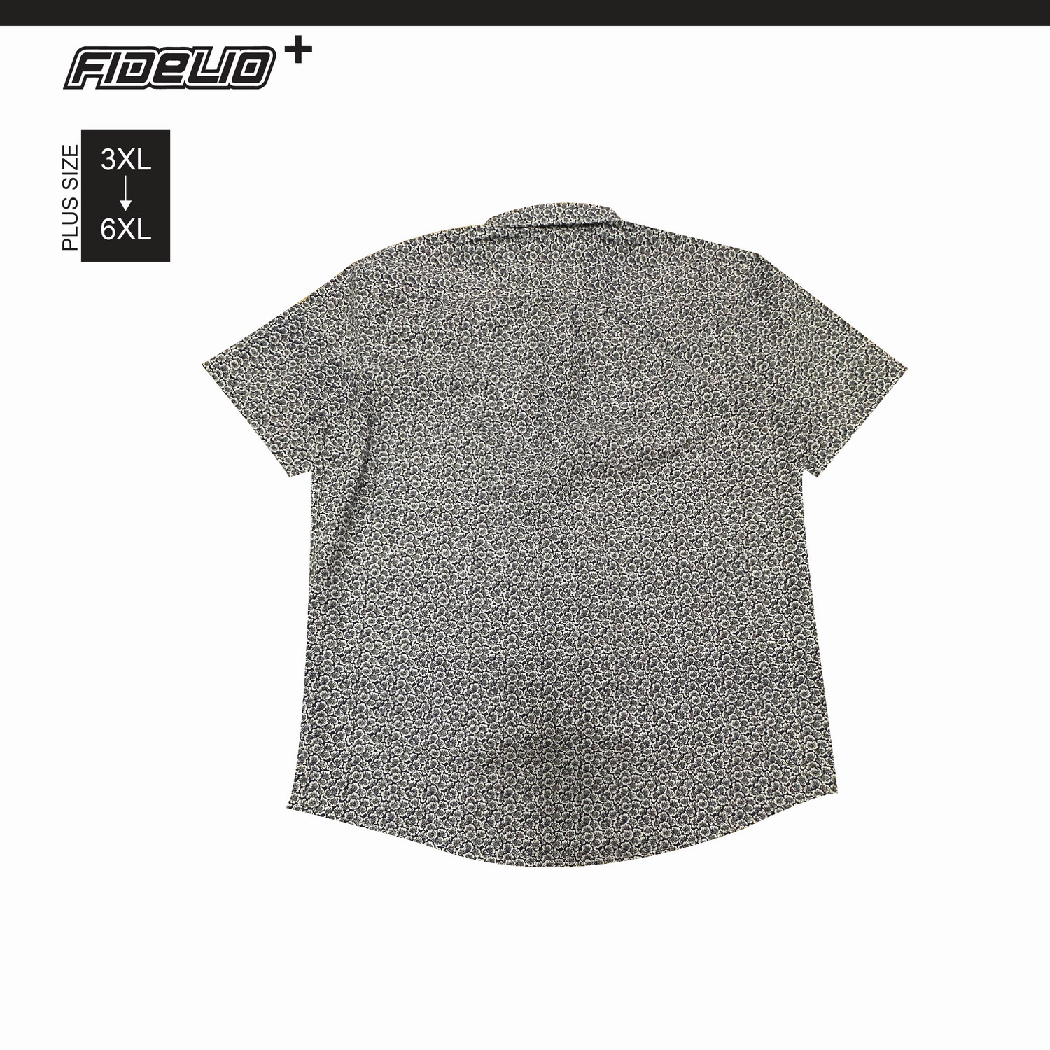 Fidelio Plus Size Microprint Short Sleeve Shirts -White/Navy