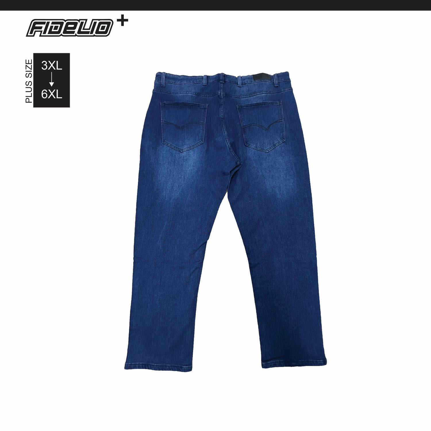 Fidelio Plus Size Horizon Washed Slim Fit Jeans -Blue