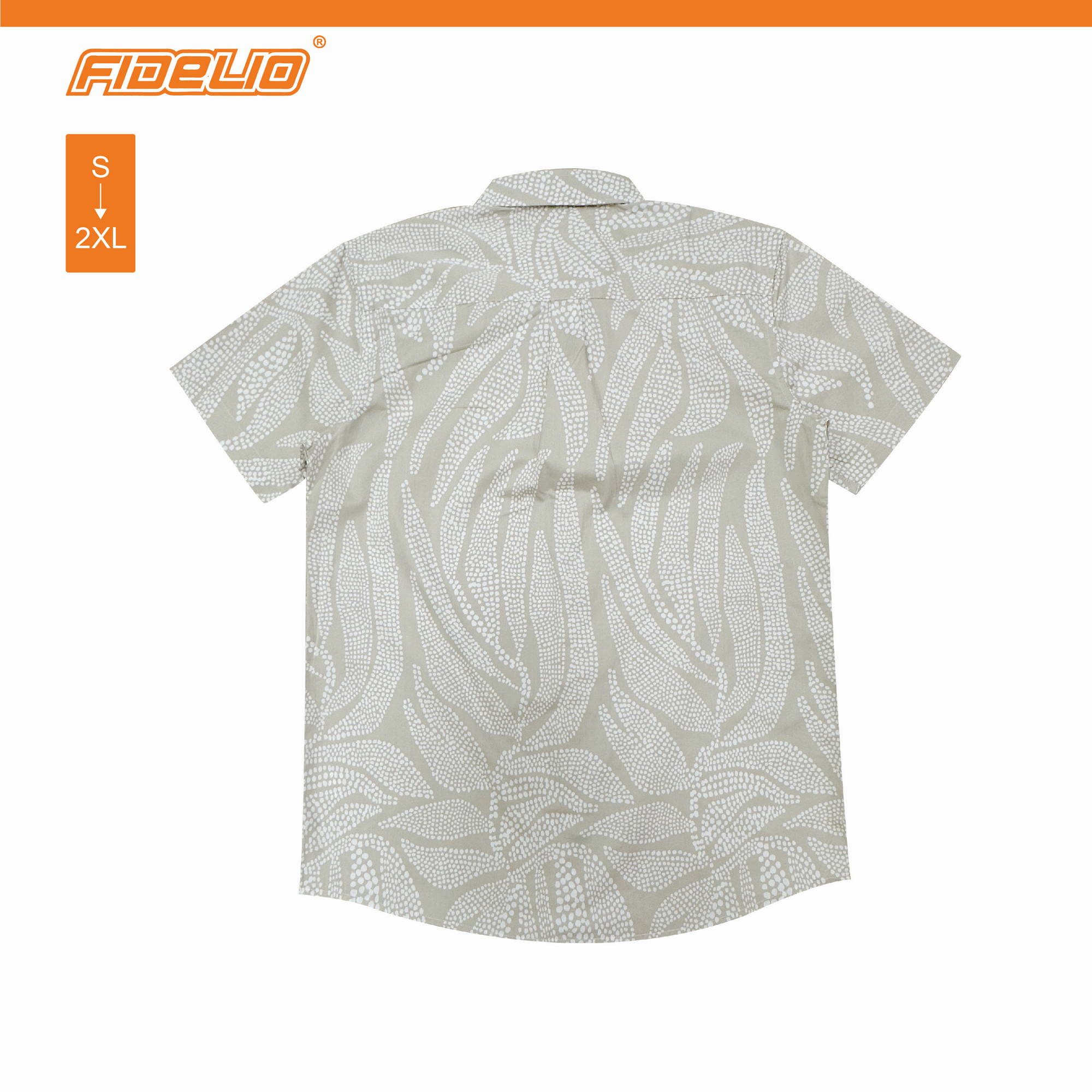 Fidelio Abstracy Dot Print Short Sleeve Shirts -Light Khaki/White