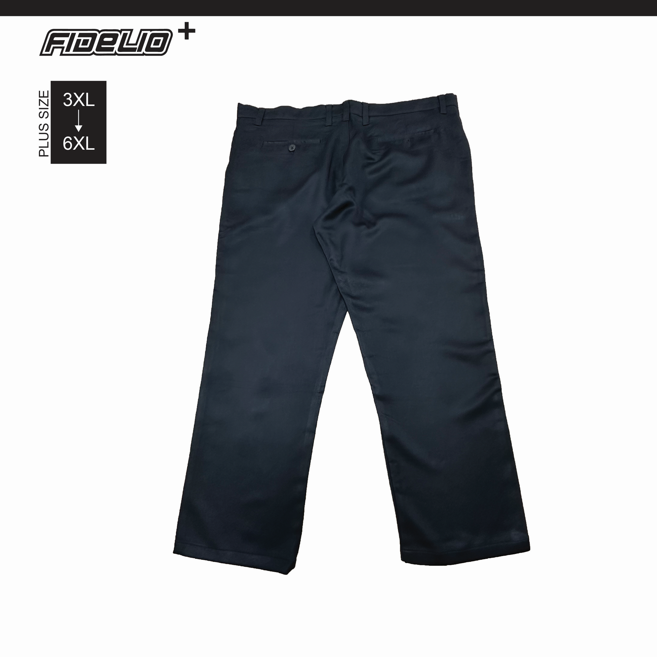 Fidelio Plus Size Classic Chino Long Pants -Black