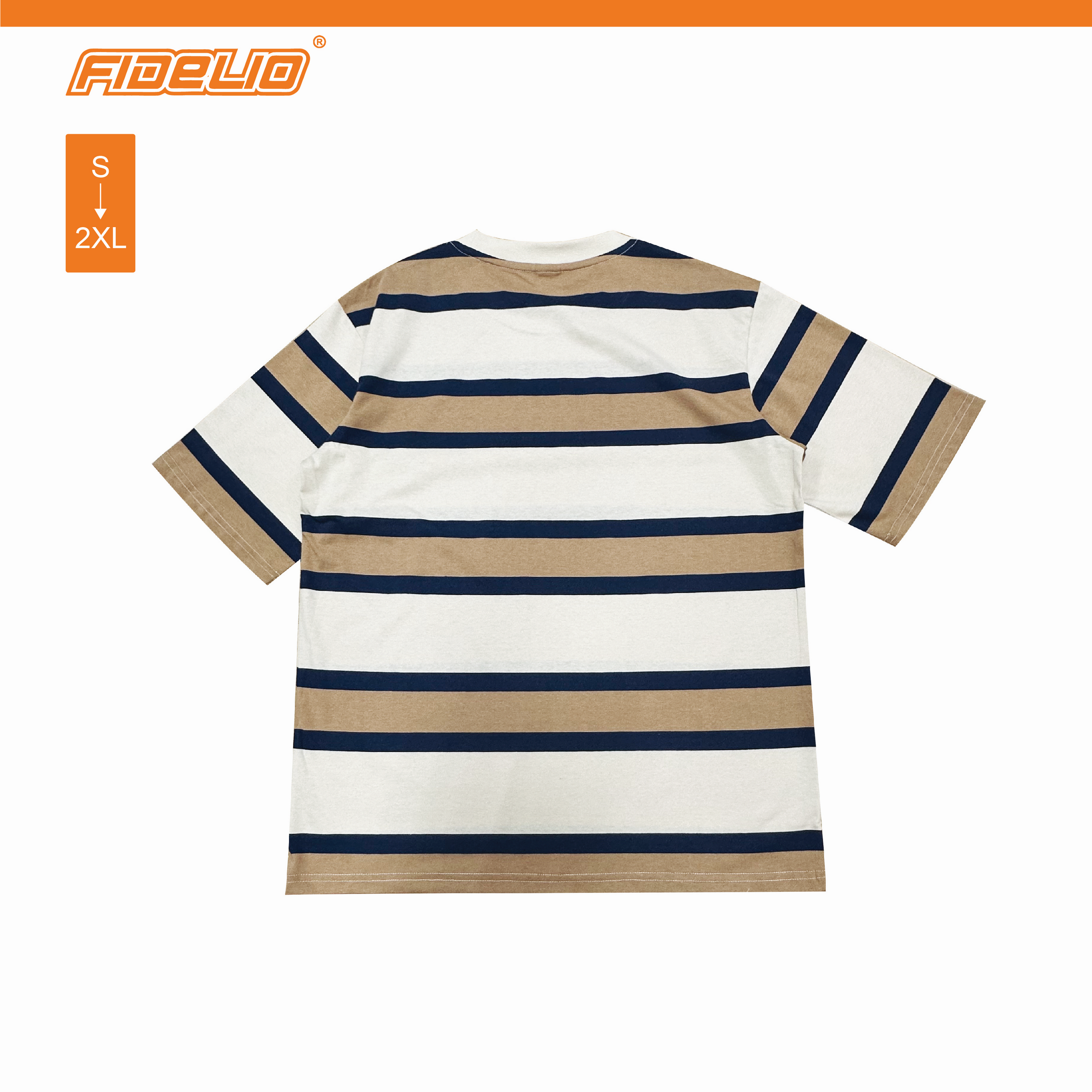 Fidelio Contrast Stripe Oversize Tees -Beige/Brown/Navy