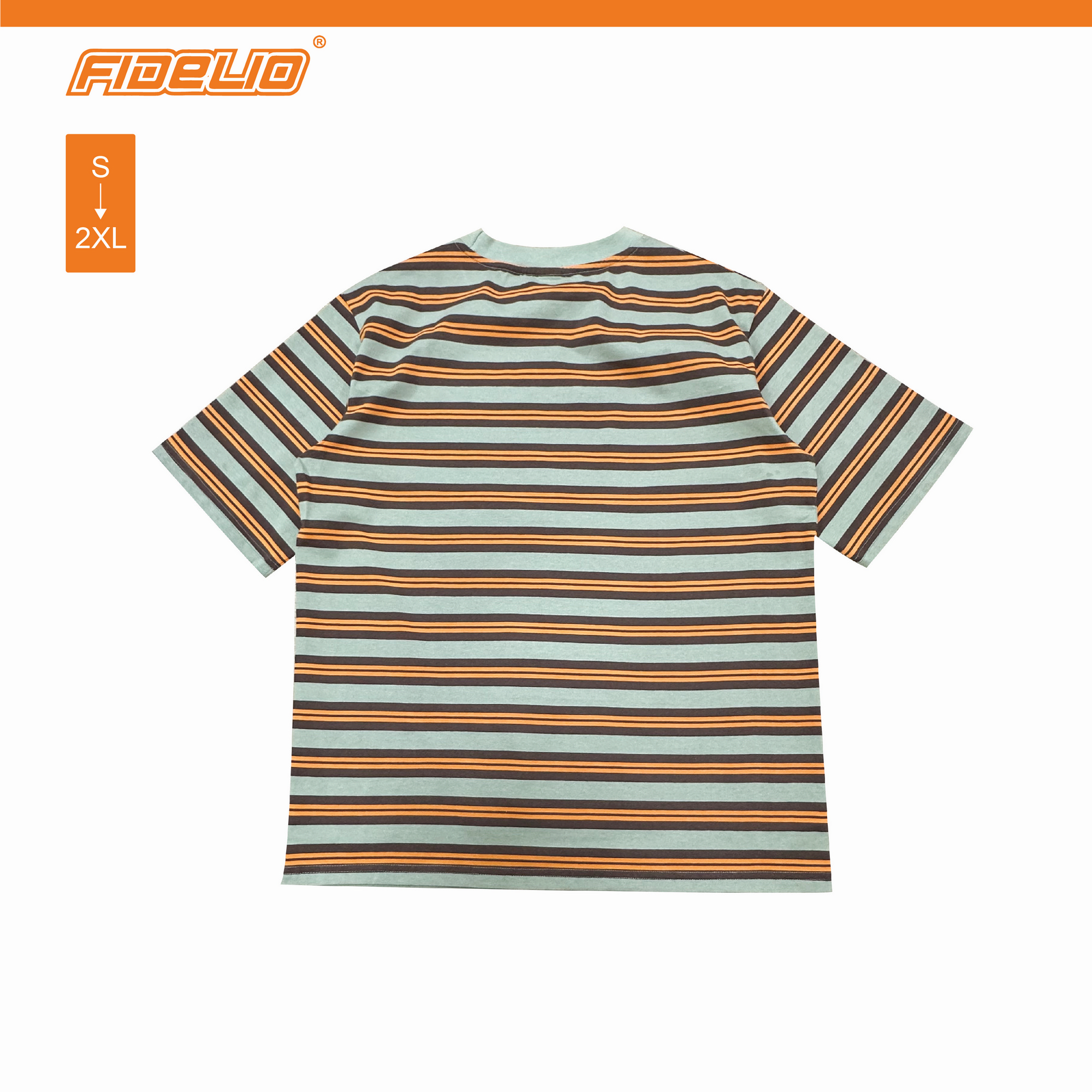 Fidelio Contrast Stripe Oversize Tees -Green/Brown/Orange