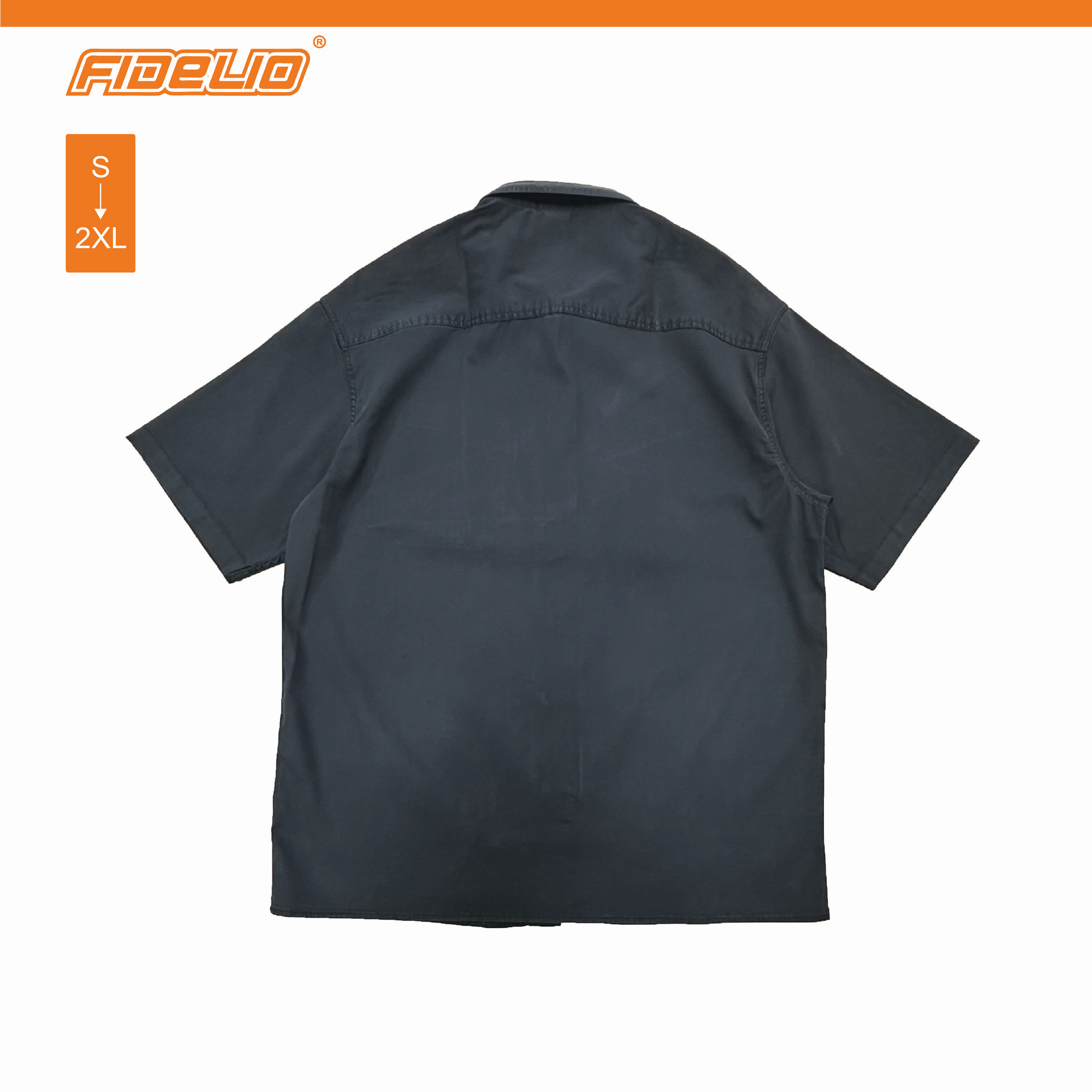 Fidelio Comfort Denim Washed Short Sleeve Shirts -Black