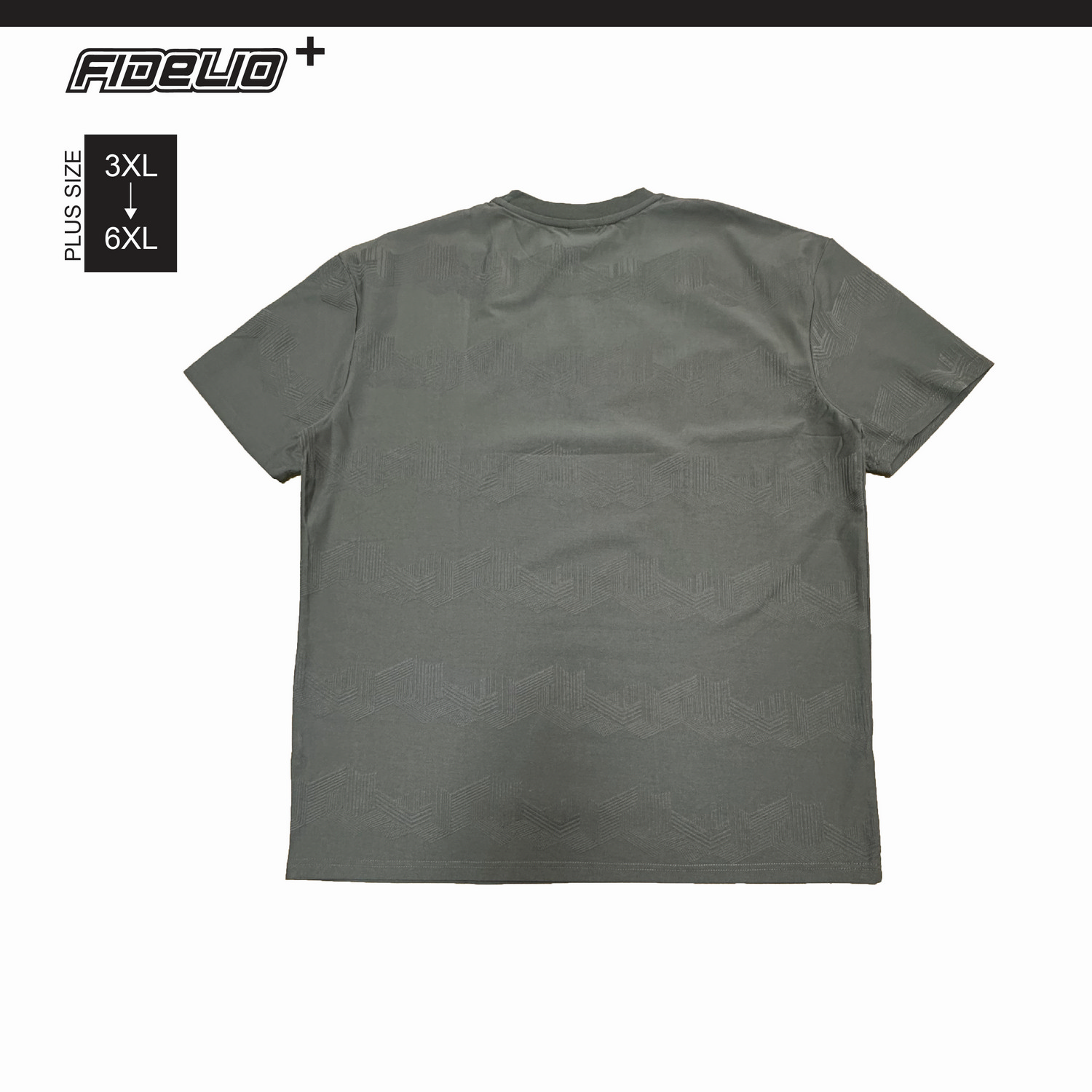 Fidelio Plus Size Geometric Dobby Knit Tees -Dark Grey