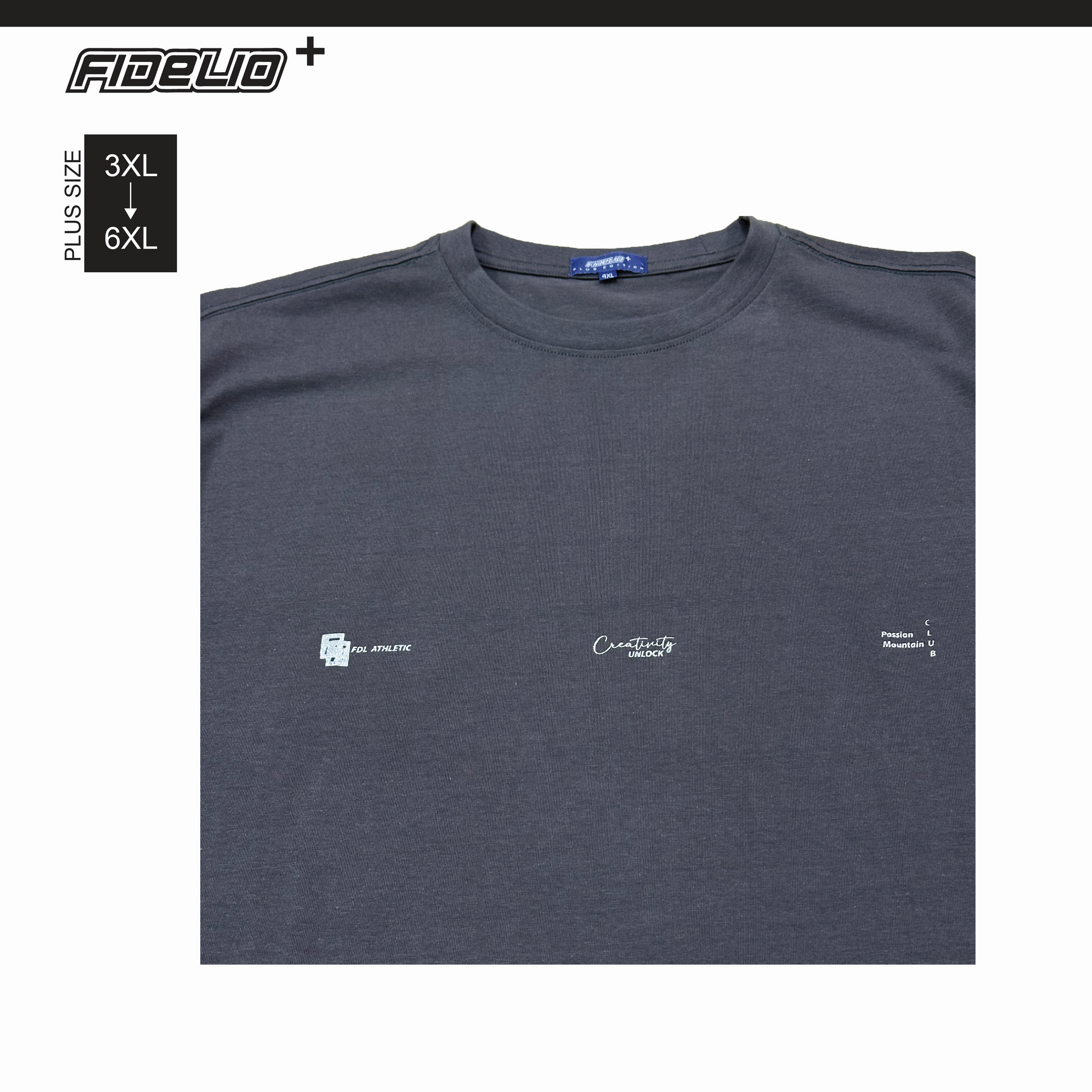 Fidelio Plus Size Passion Mountain Graphic Tees -Grey