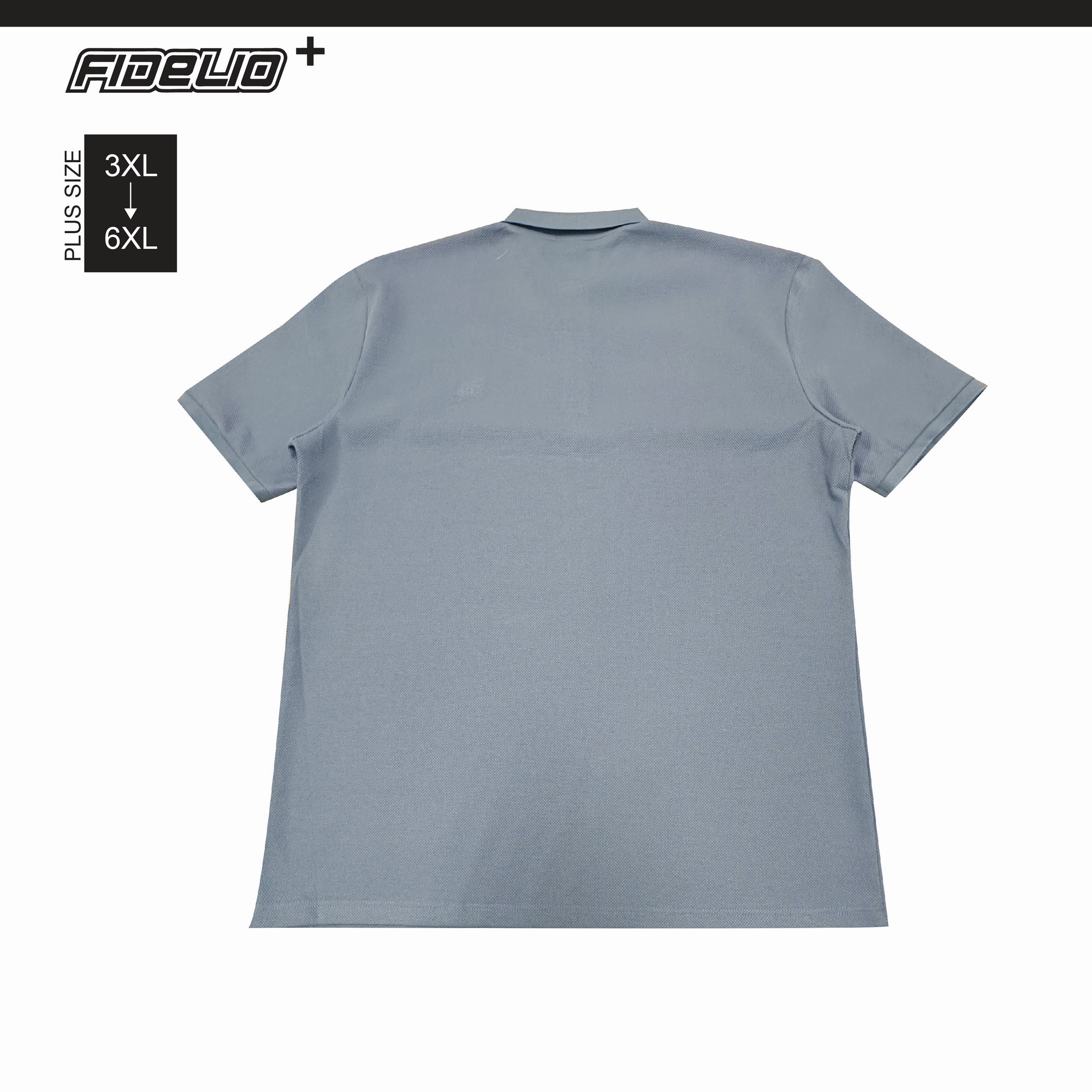 Fidelio Plus Size Premium Embroidery Polo Tees -Dusty Blue
