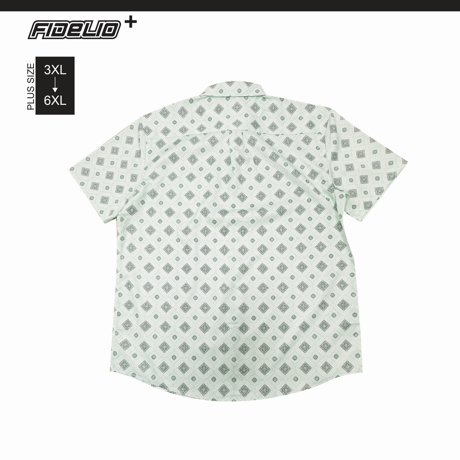 Fidelio Plus Size Cooling Scroll Print Short Sleeve Shirts -Light Green/Grey/White