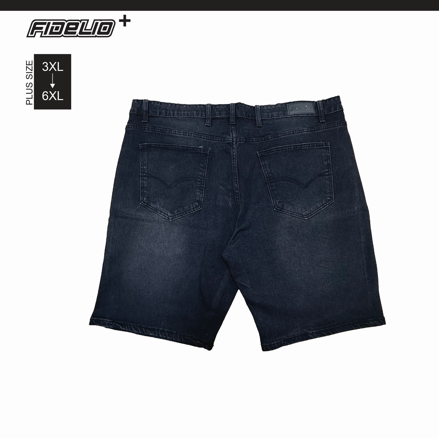 Fidelio Plus Size Retro Washed Denim Shorts -Black