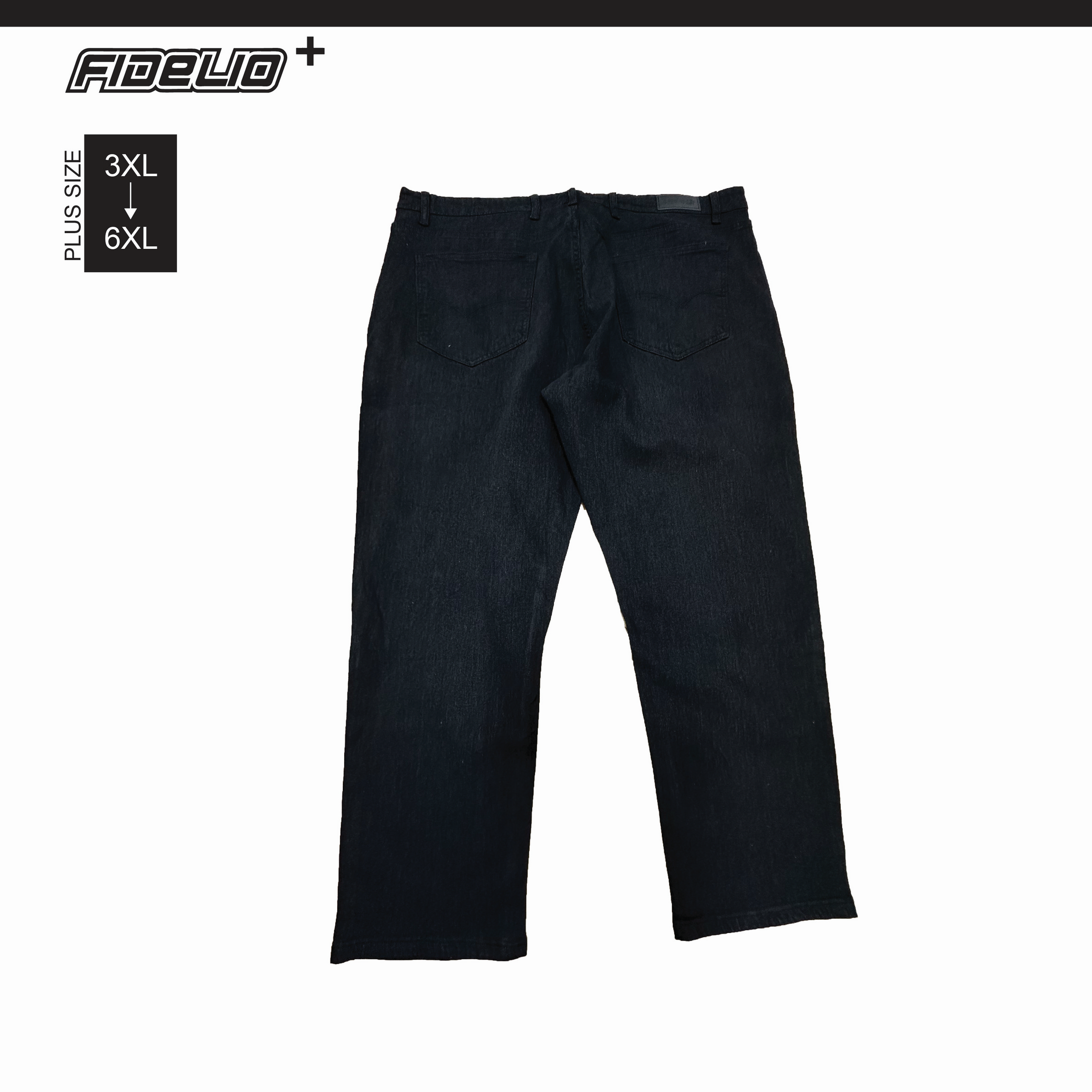 Fidelio Plus Size Classic Straight Washed Denim -Black